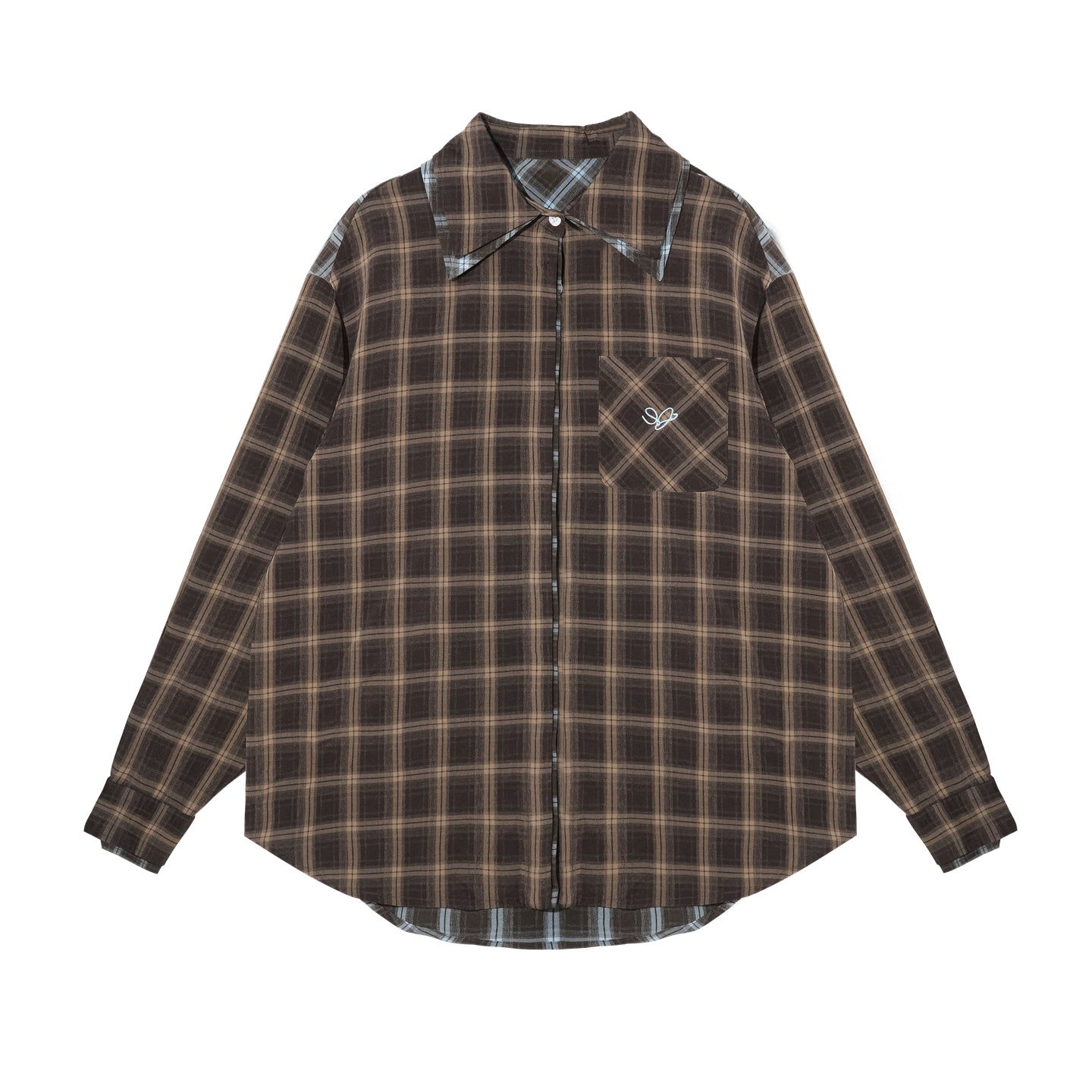 16DEWS 16D25336&16D25337 Plaid fake two-piece contrasting color spliced shirt + skirt set