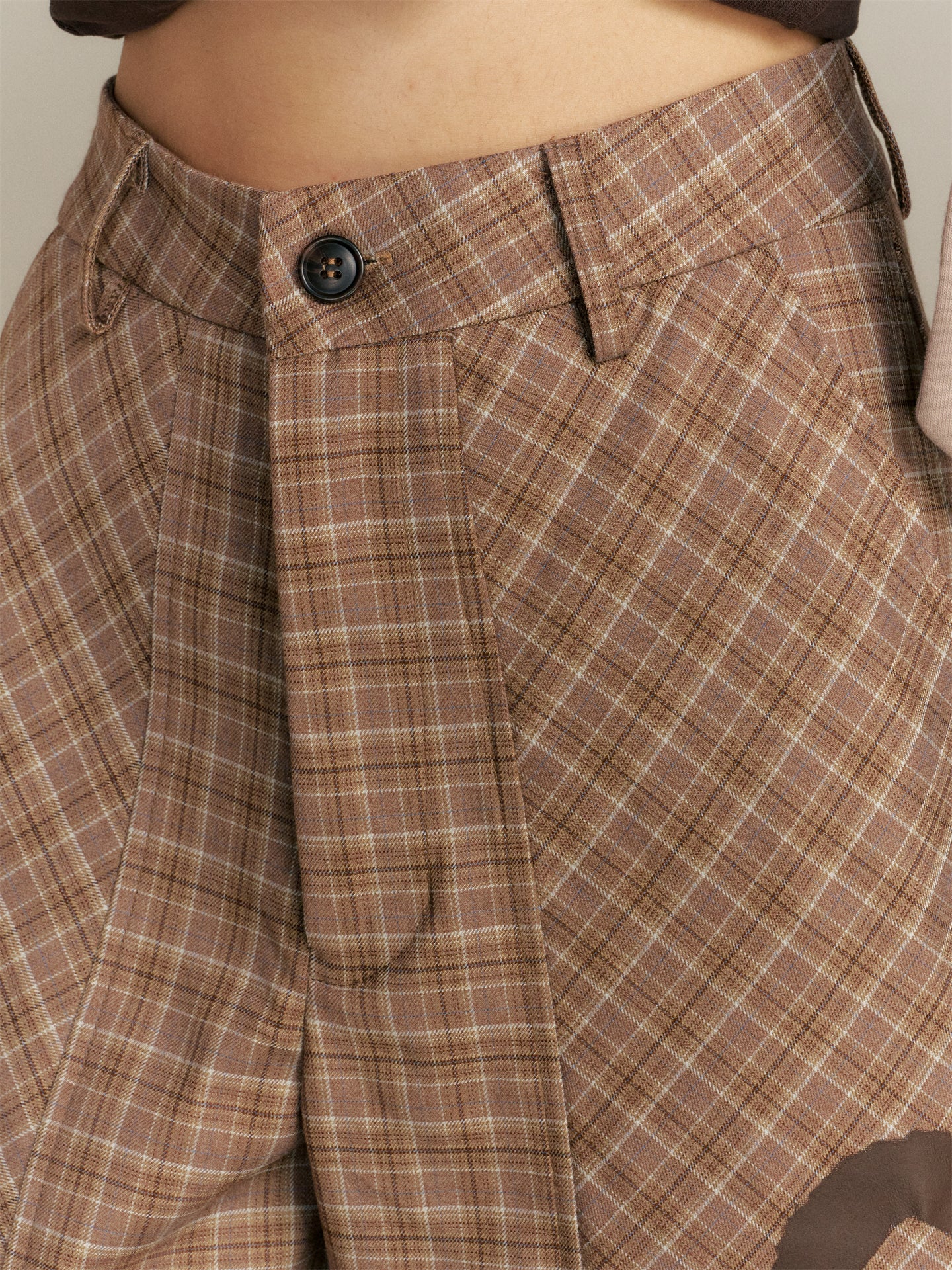 16DEWS 16D25345 Plaid printed high waisted casual pants