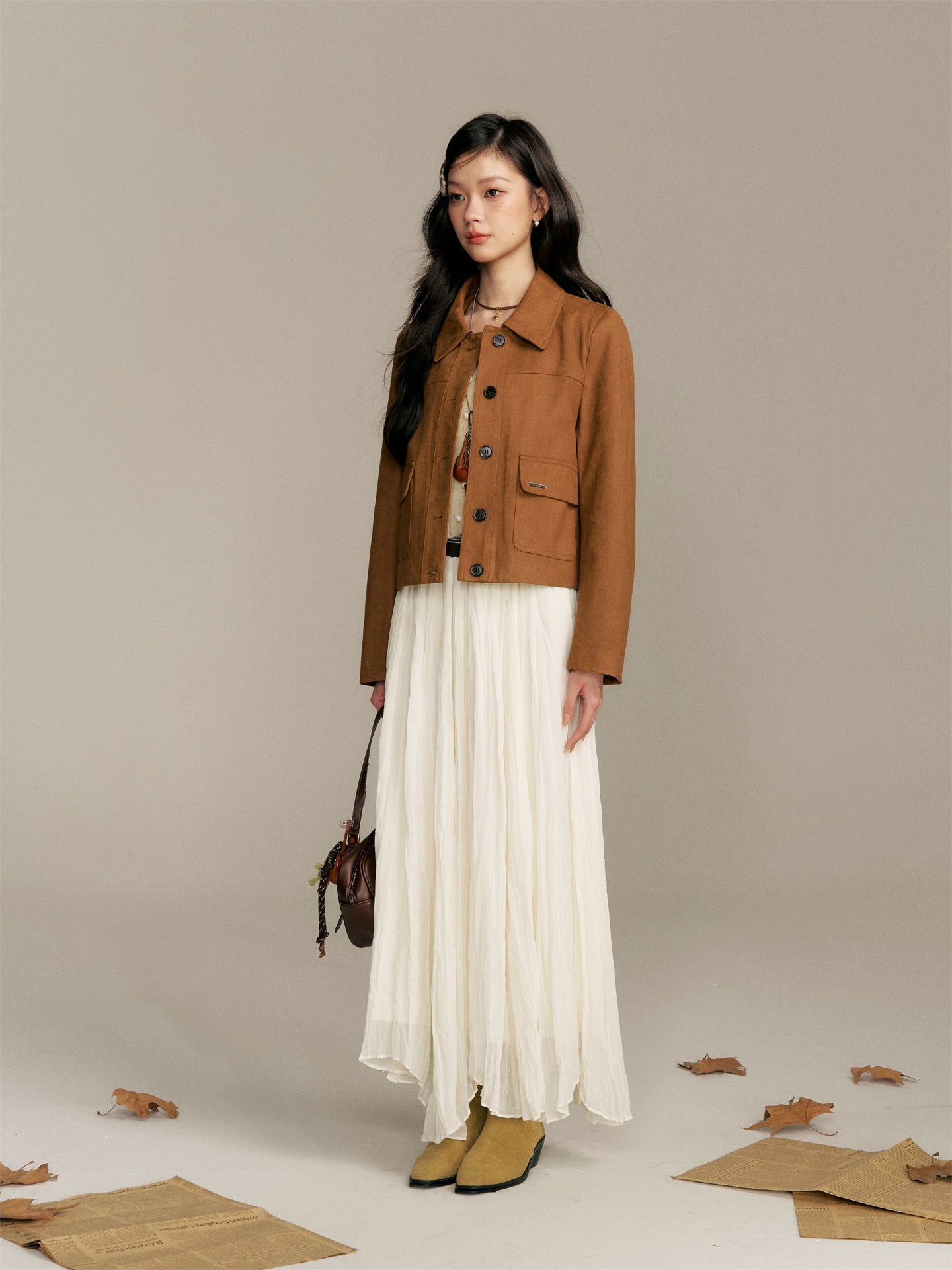 16DEWS 16D25348 Imitation suede short jacket (with shoulder bag)