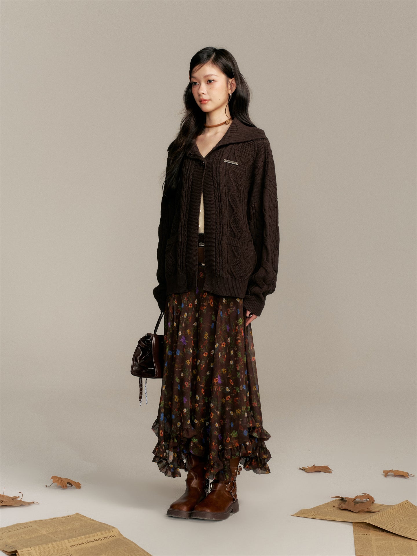 16DEWS in stock 16D25354 Slanted placket cardigan woolen jacket