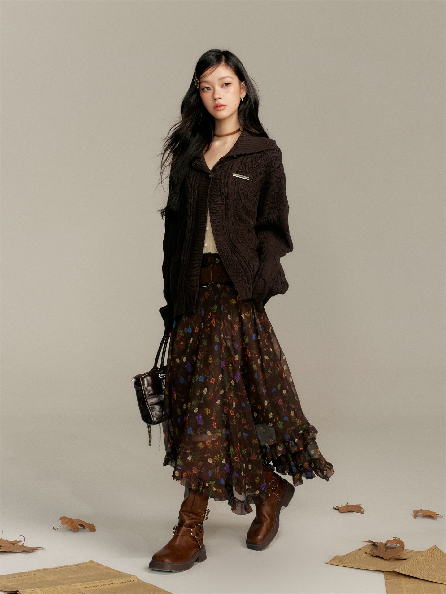 16DEWS in stock 16D25354 Slanted placket cardigan woolen jacket
