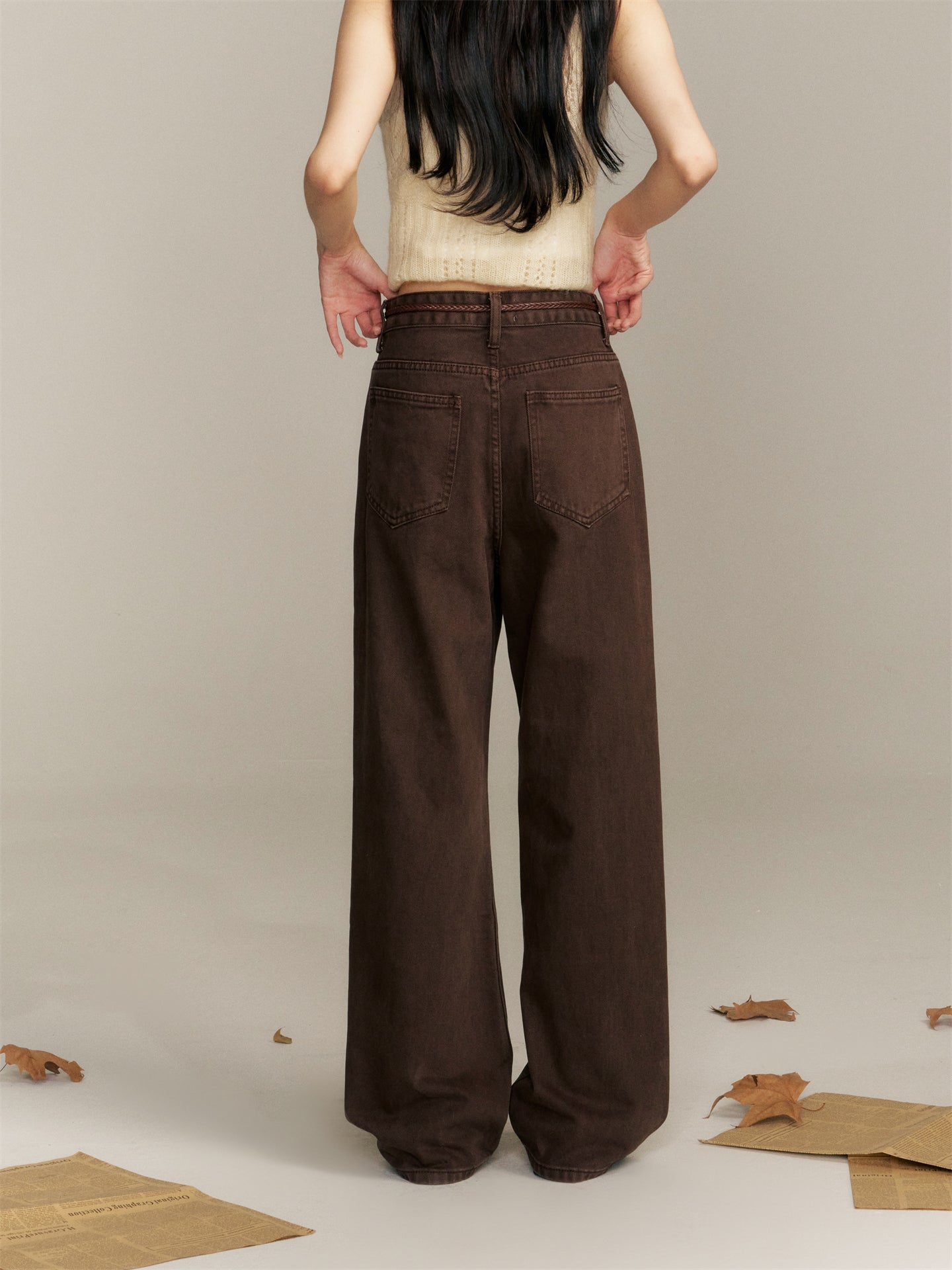 16DEWS 16D25357 High waisted straight leg jeans (with silk scarf)
