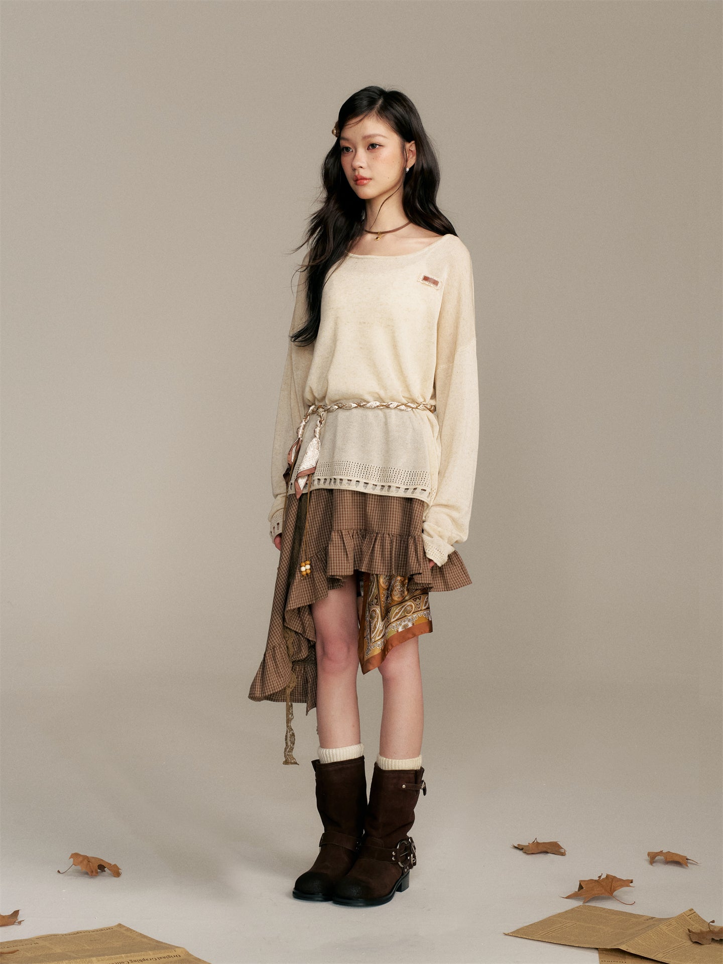 16DEWS 16D25364 Hollow bottom loose knit top