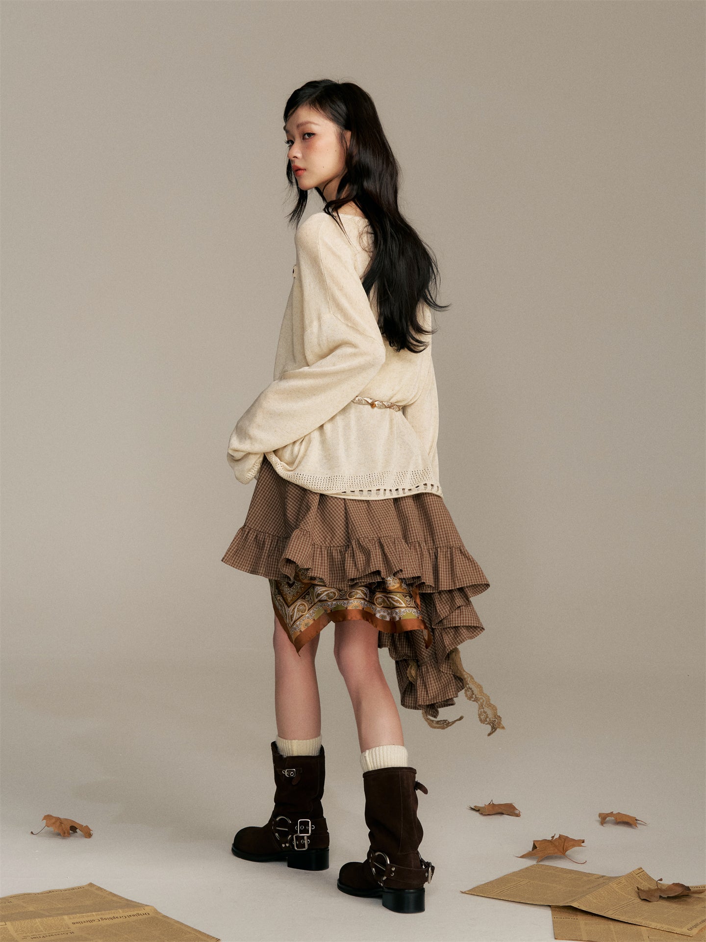 16DEWS 16D25364 Hollow bottom loose knit top