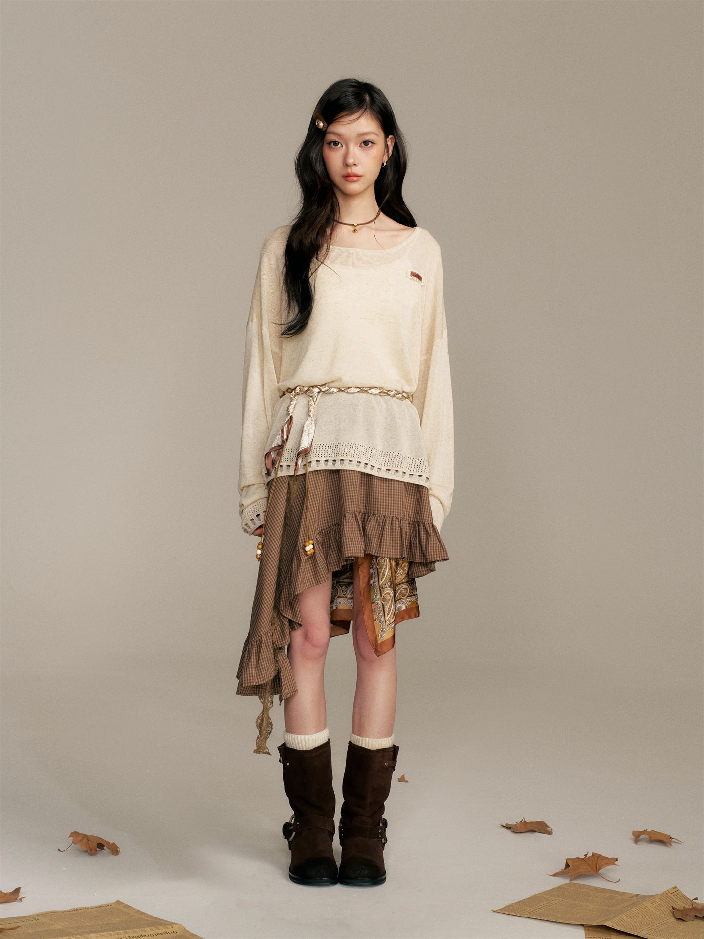 16DEWS 16D25364 Hollow bottom loose knit top