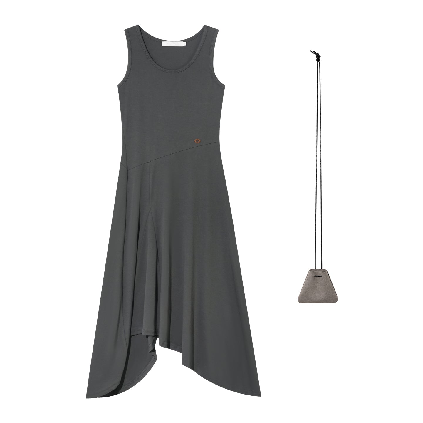 16DEWS 16D25370 Irregular design U-neck vest dress (with bag)