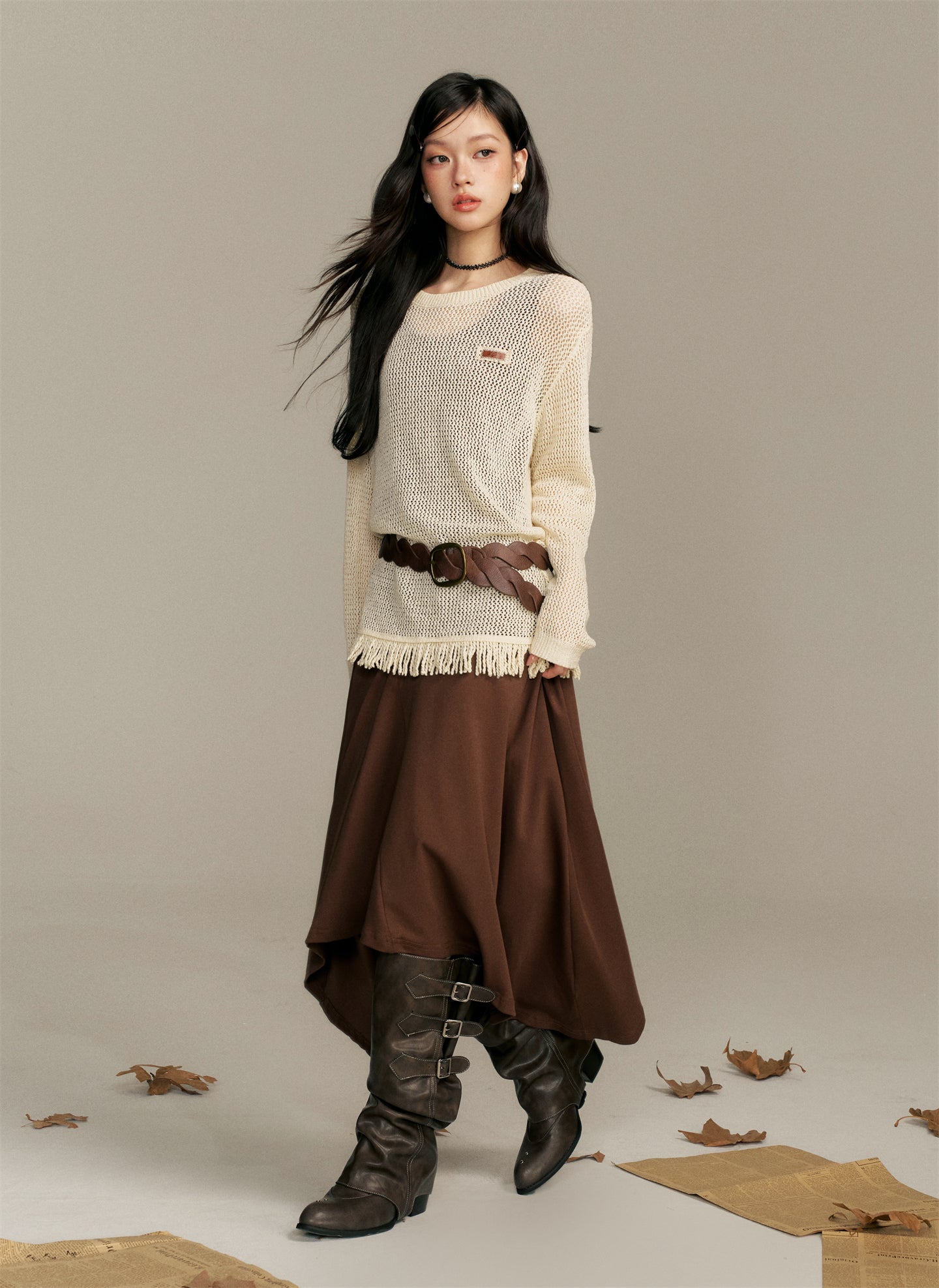 16DEWS 16D25370 Irregular design U-neck vest dress (with bag)