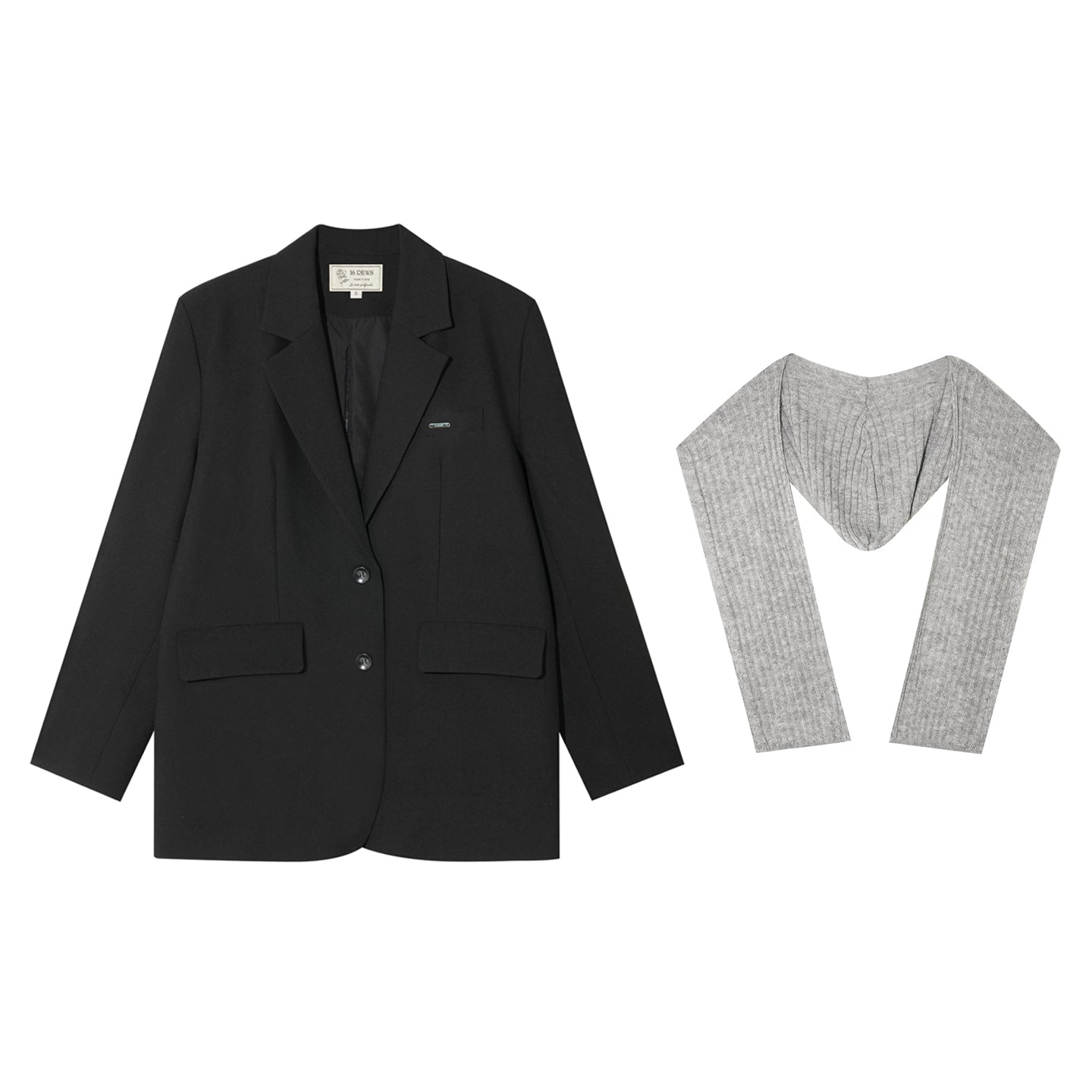 16DEWS 16D25371 Medium length suit jacket (with knitted shawl)