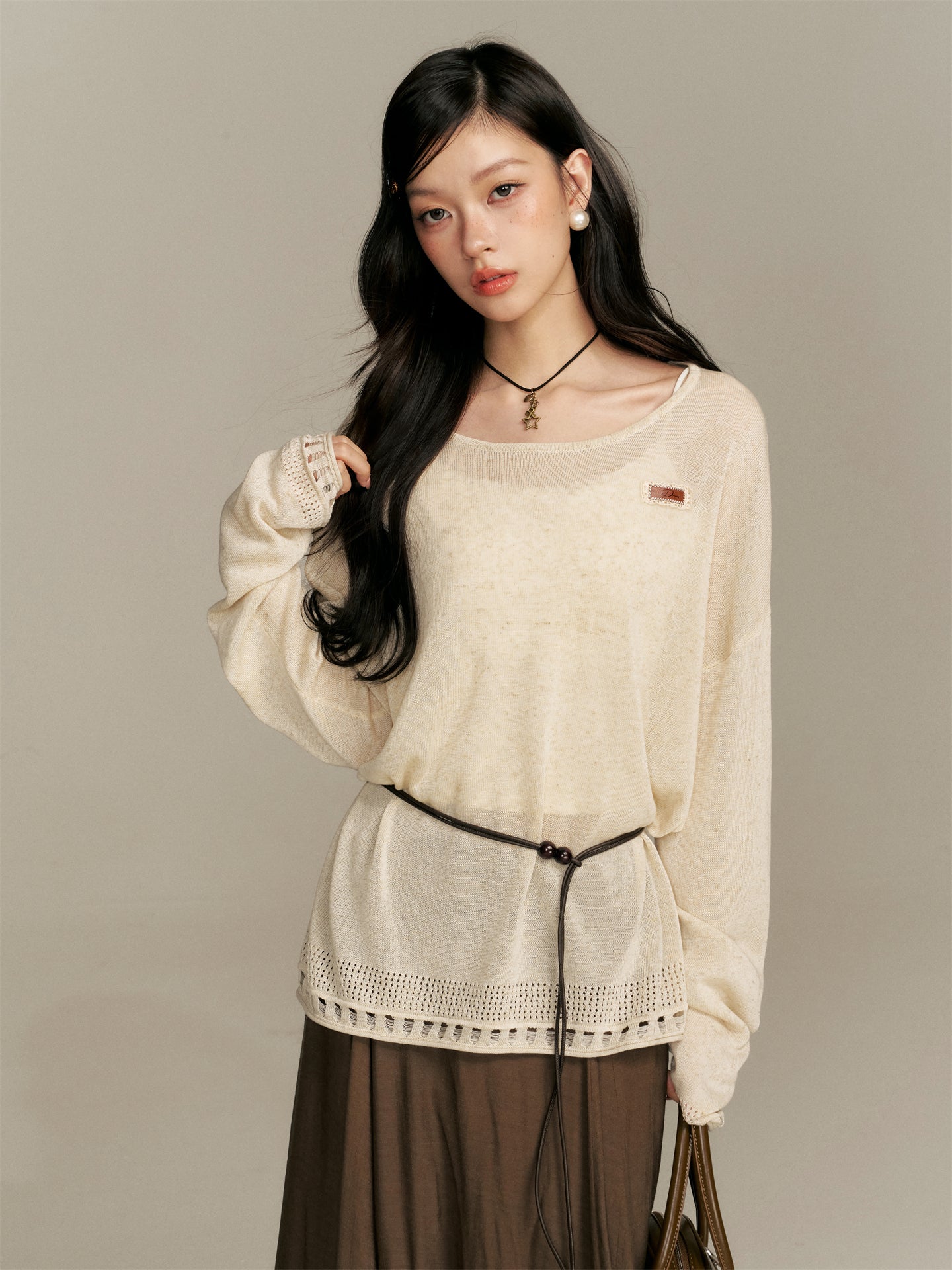 16DEWS 16D25394 Loose knitted top + skirt set