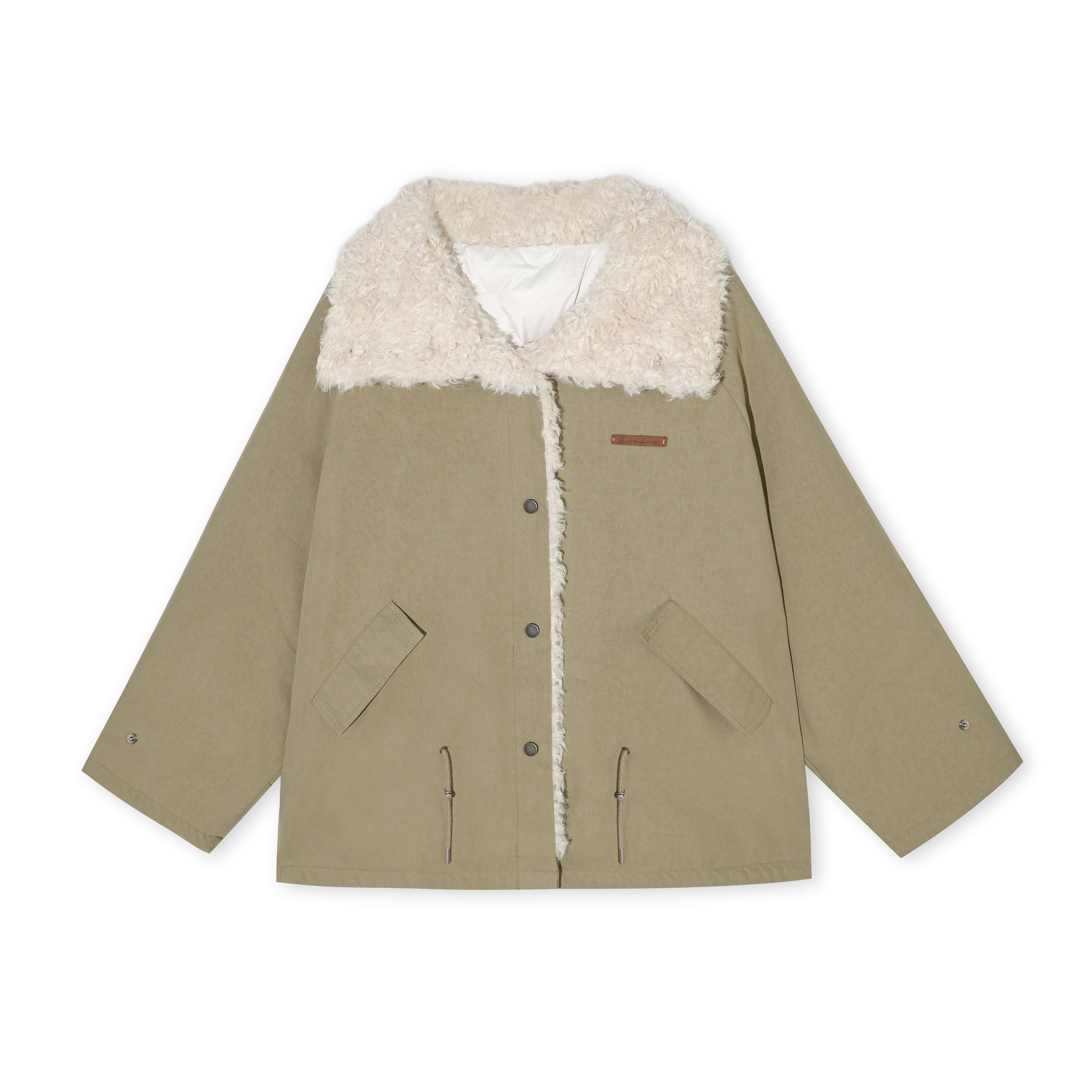 16DEWS 16D25453 Drawstring design lamb wool collar down jacket