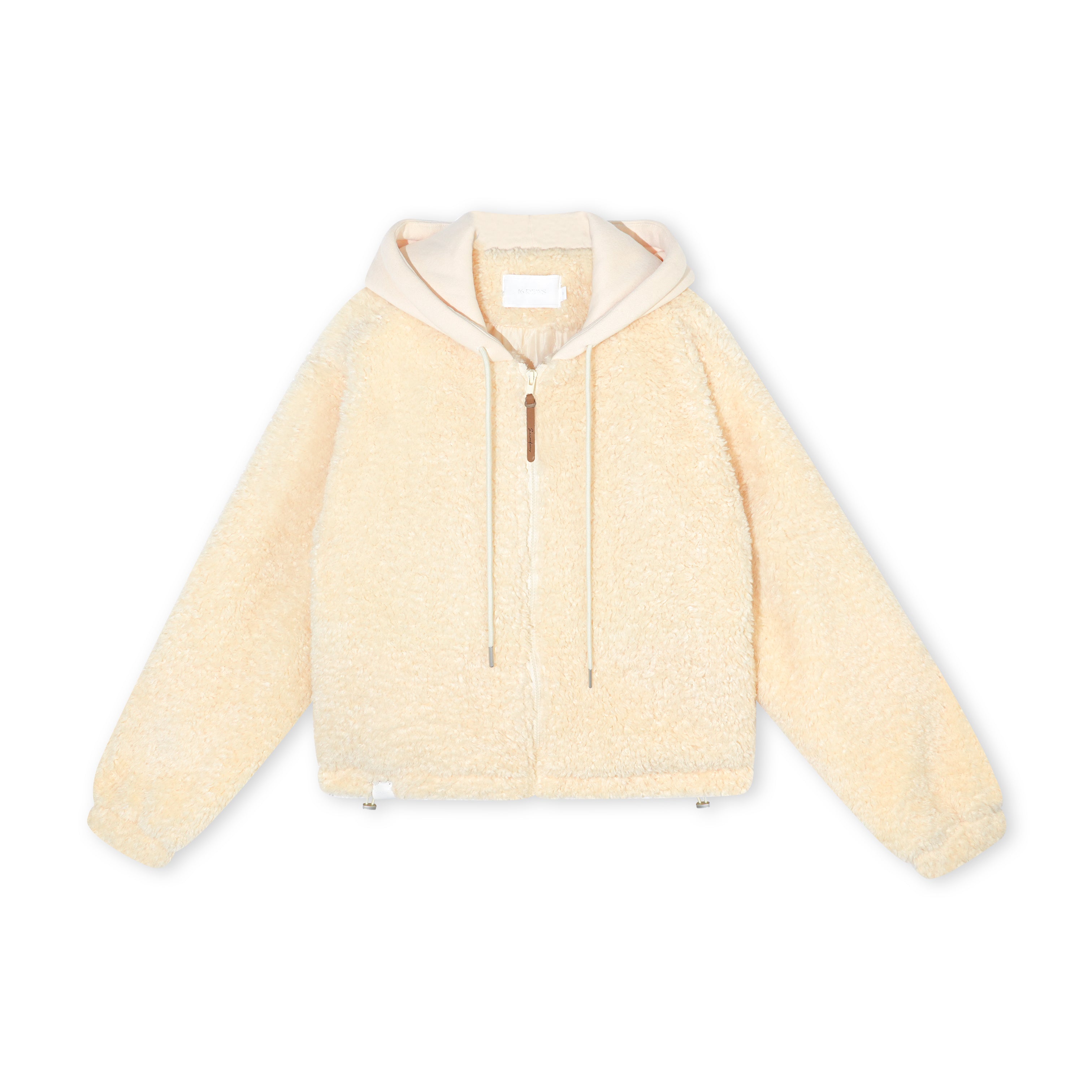 16DEWS 16D25468 Fake two piece hooded spliced fur short jacket