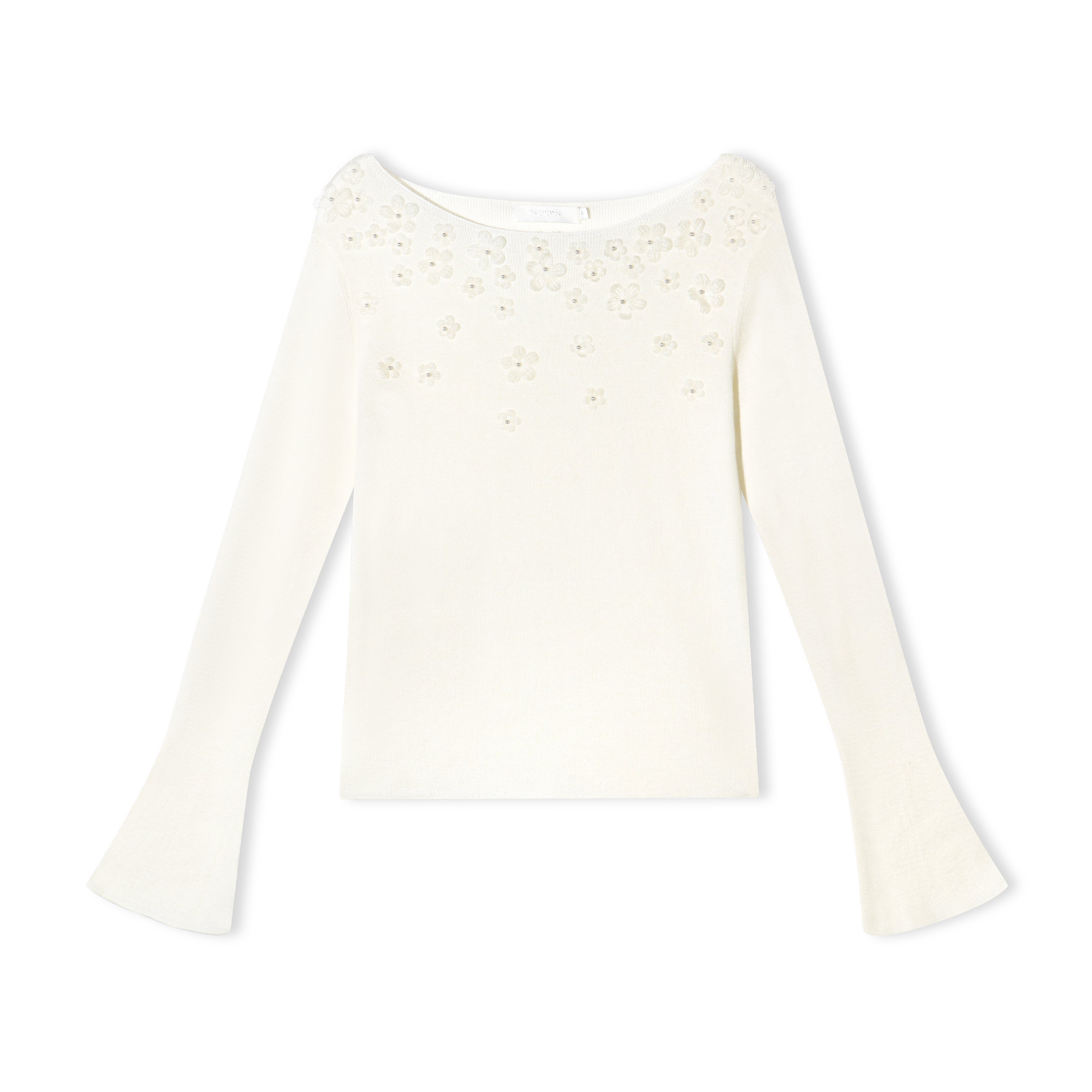 16DEWS 16D25469 Nail bead off shoulder slim knit sweater