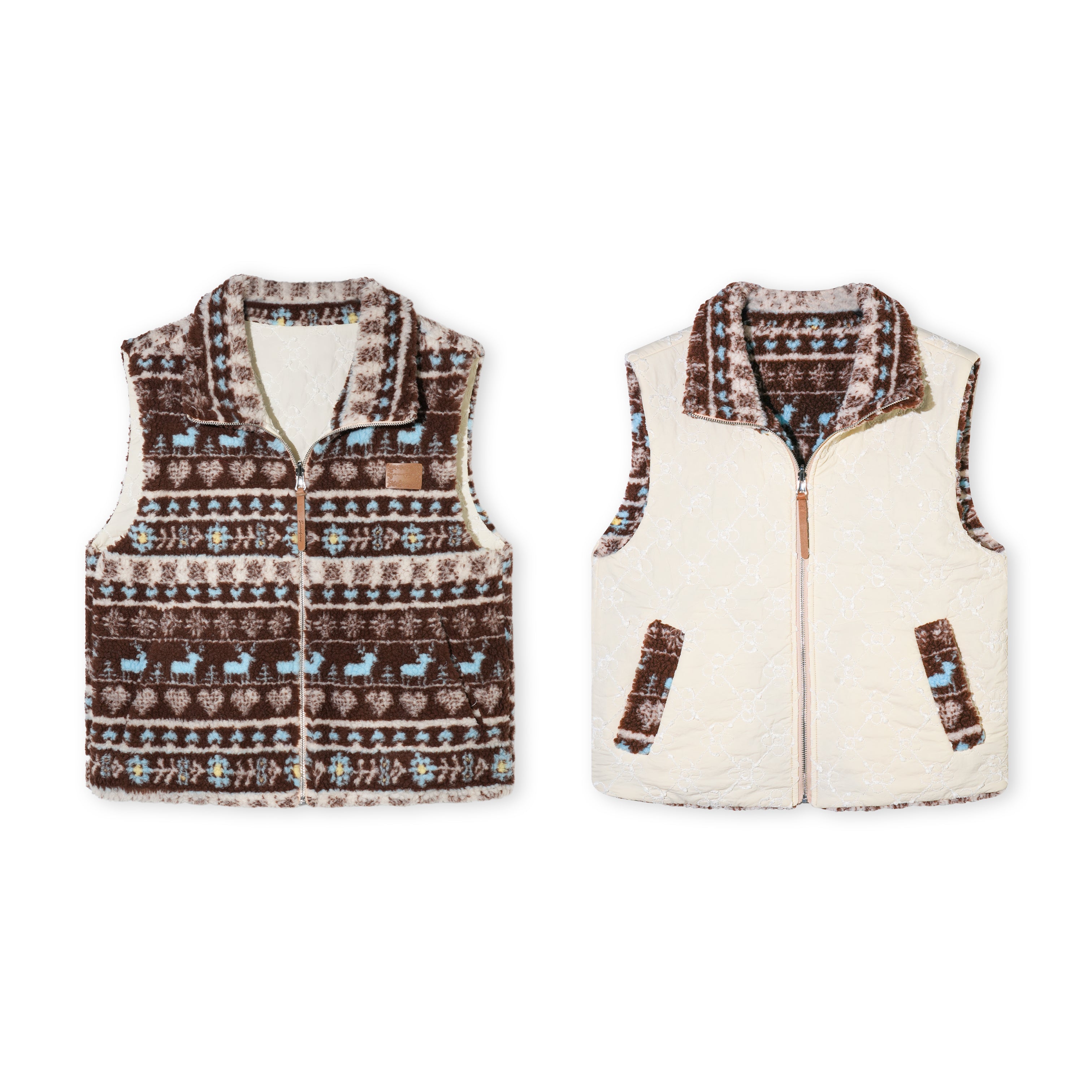 16DEWS 16D25480 Double sided Fer Island vest jacket