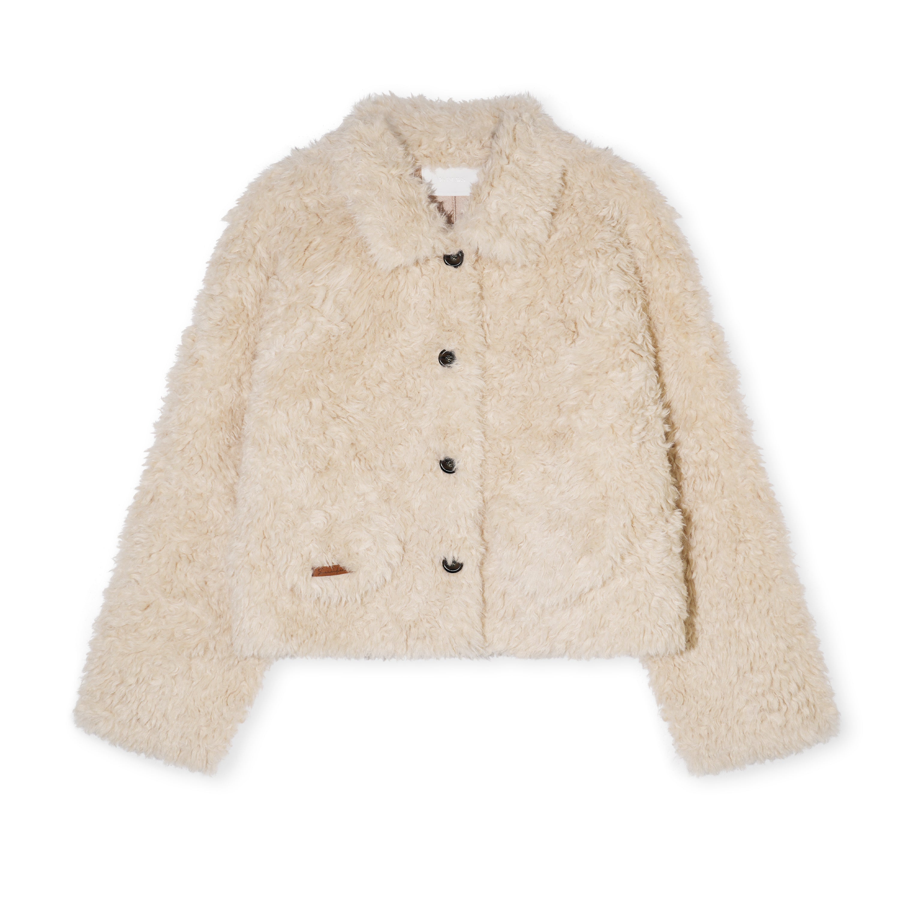 16DEWS 16D25489 Lamb fur one-piece single breasted short jacket