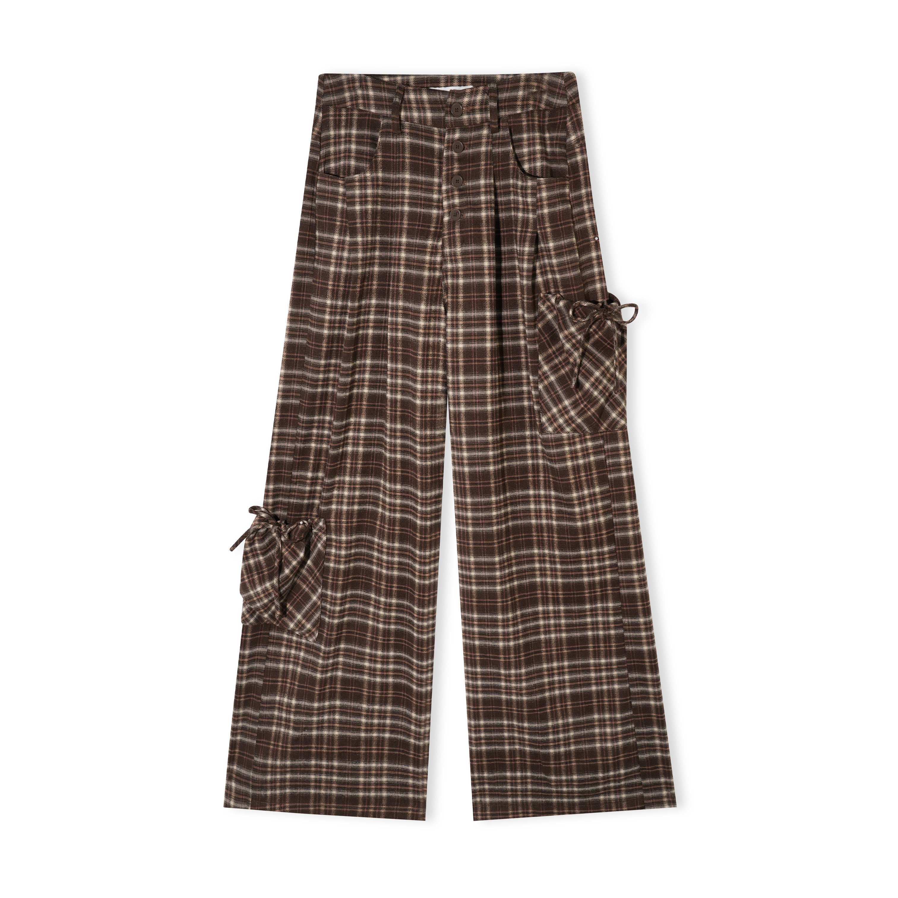 16DEWS 16D25492 Retro plaid pocket straight leg pants