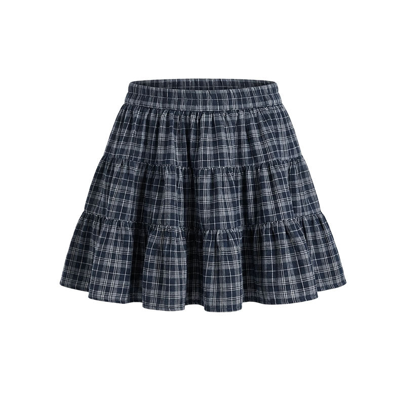 16DEWS 16D26123 High waisted A-line cake pleated skirt