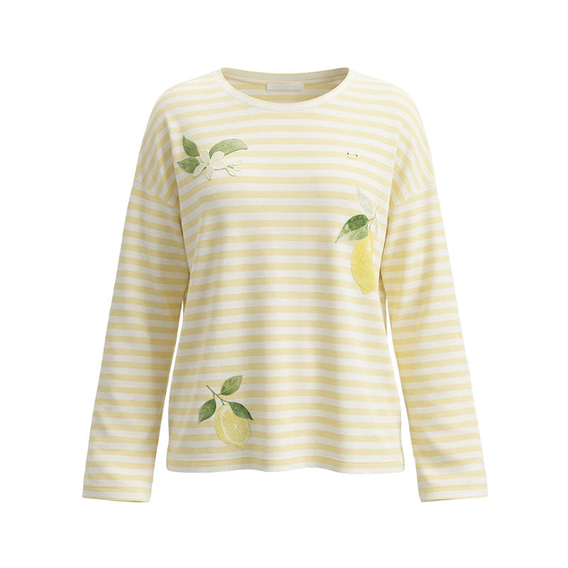 16DEWS 16D26126 Lazy loose striped long sleeved T-shirt