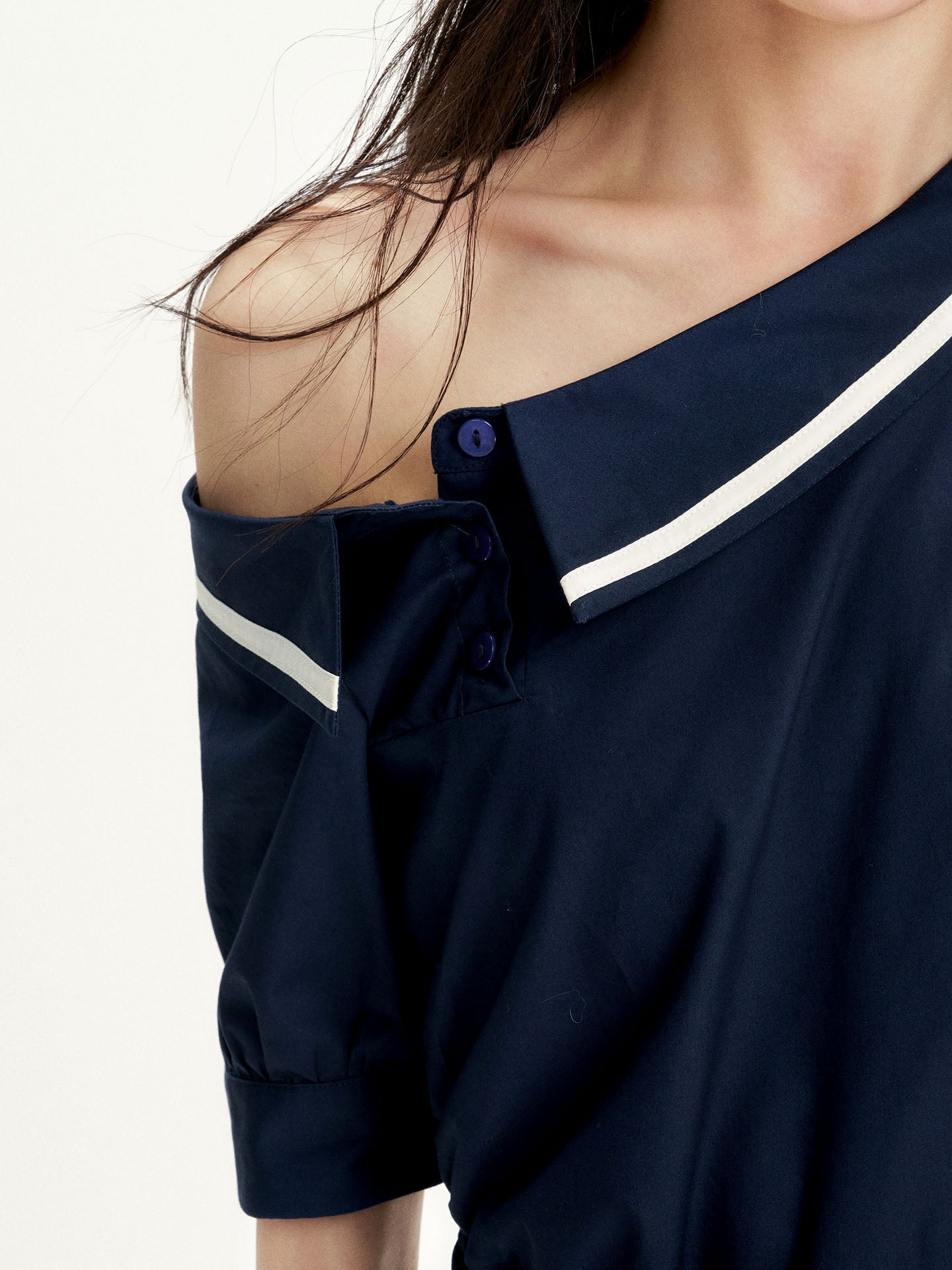 16DEWS 16D26197 Preppy Off-Shoulder Tie-Waist A-Line Dress
