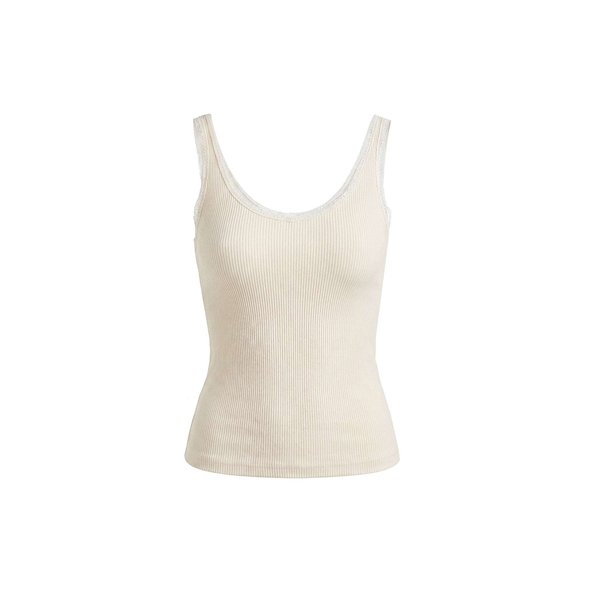 16DEWS 16D26217 Lace Trim Minimalist Slim Tank Top