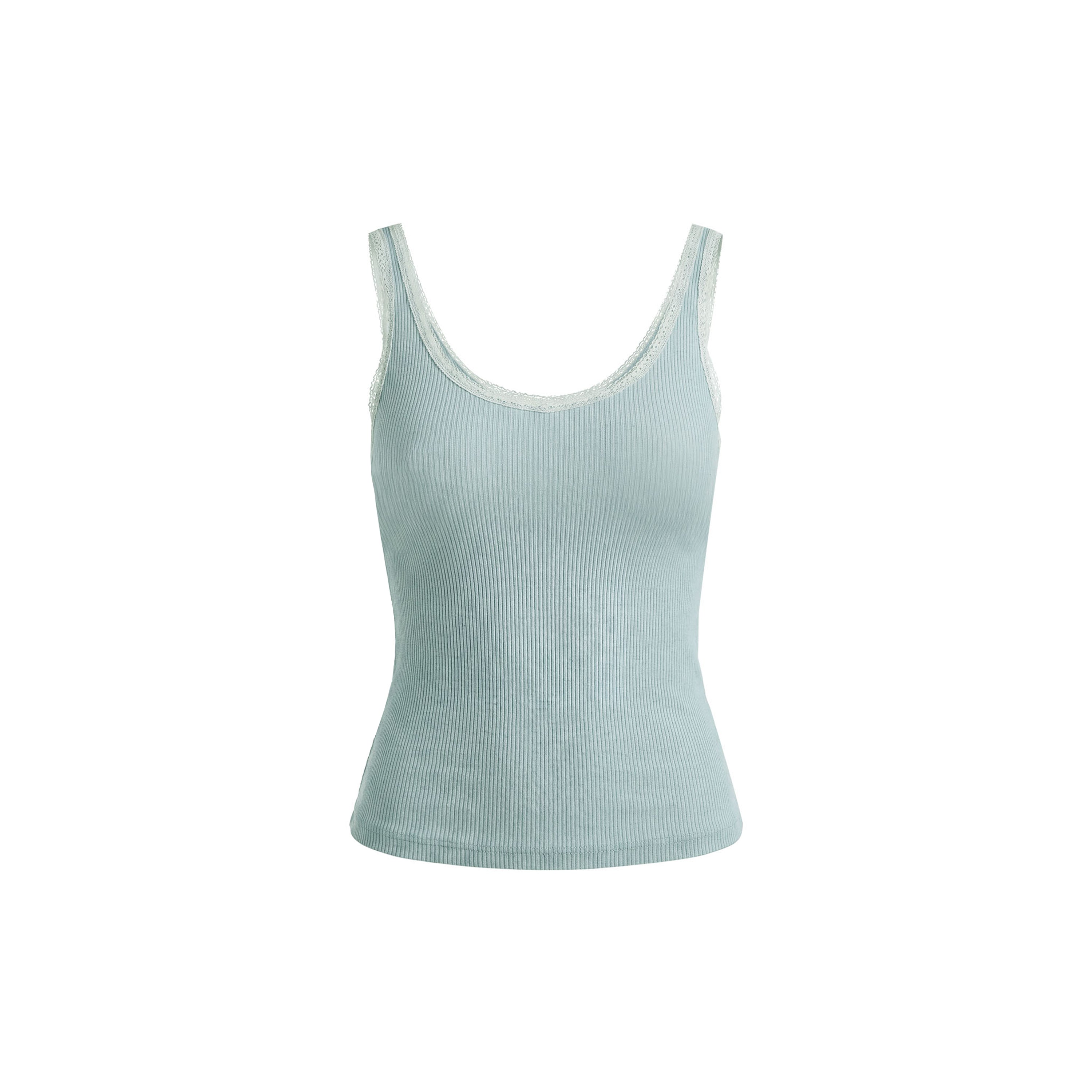 16DEWS 16D26217 Lace Trim Minimalist Slim Tank Top