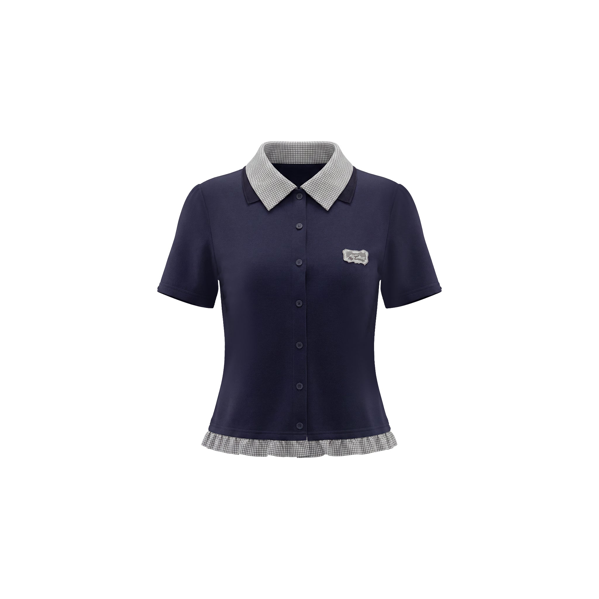 16DEWS 16D26272&16D26273 Plaid Spliced Puff Sleeve Waisted Short-Sleeve Top +Skirt