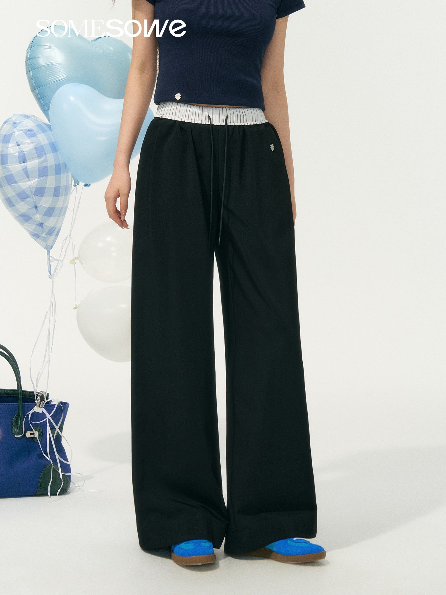 SOMESOWE S2508062 Lace up drape pants