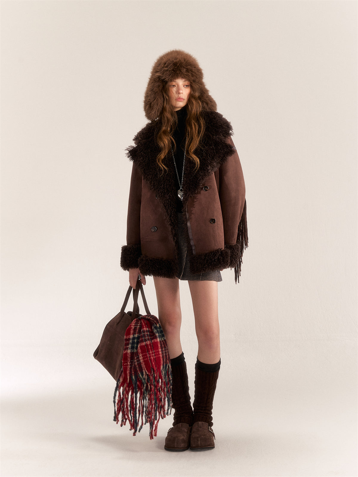 AsGony ASG24530 Suede & Fur Coat(2color)
