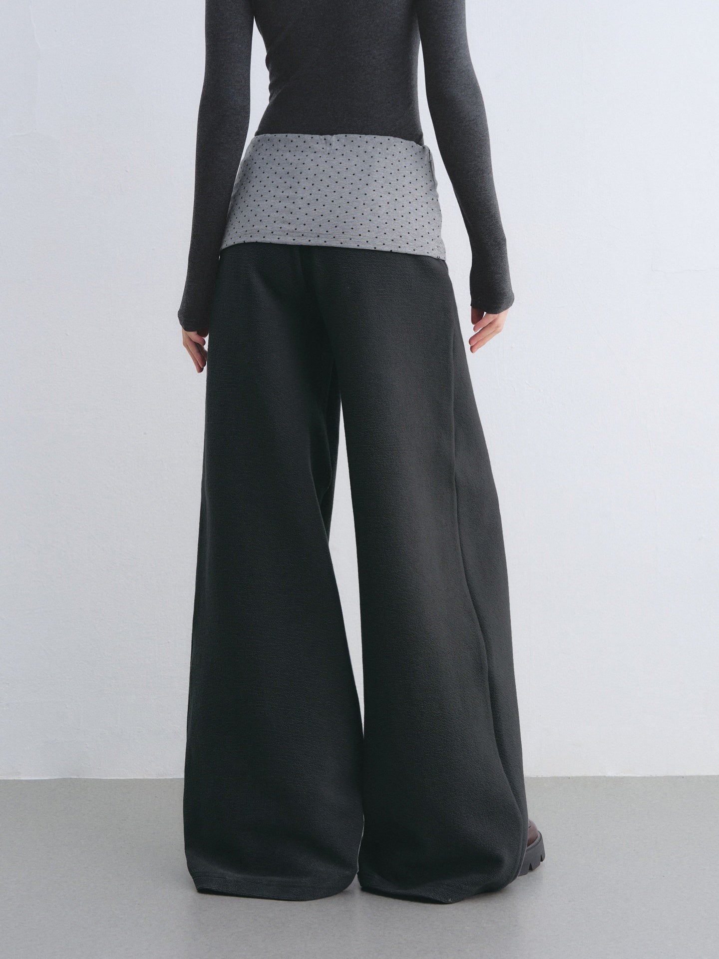 AsGony ASG26032&ASG26033 Color blocked bow polka dot striped patchwork top + pants