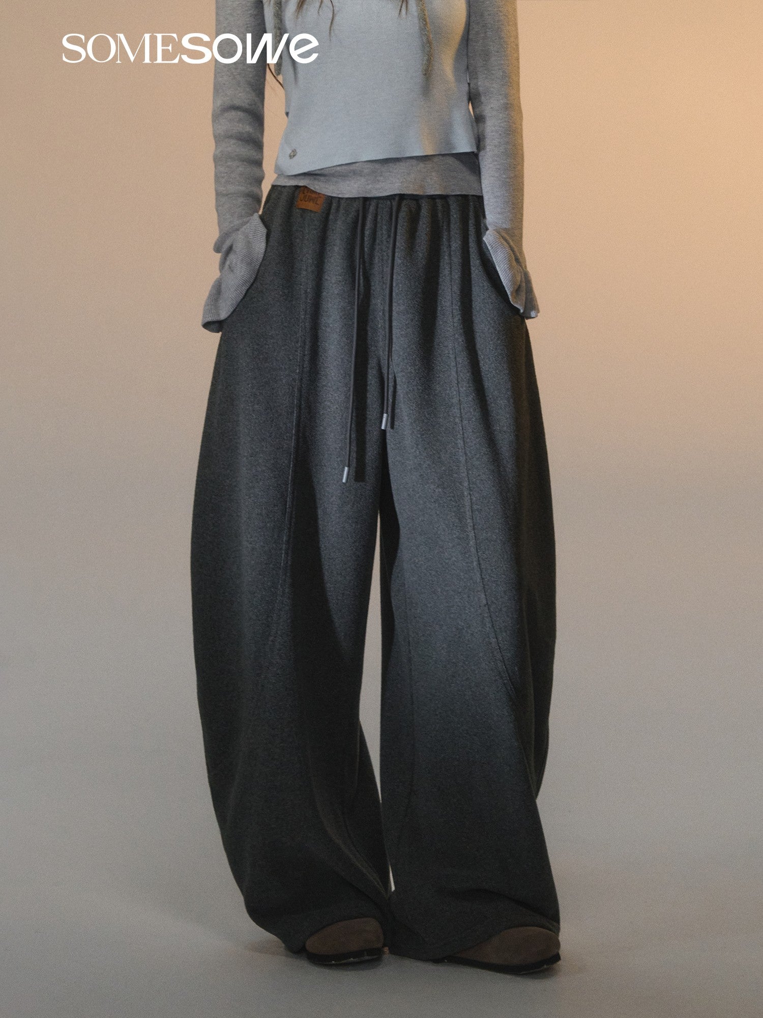 SOMESOWE S2508264 Polar fleece curved knife casual pants