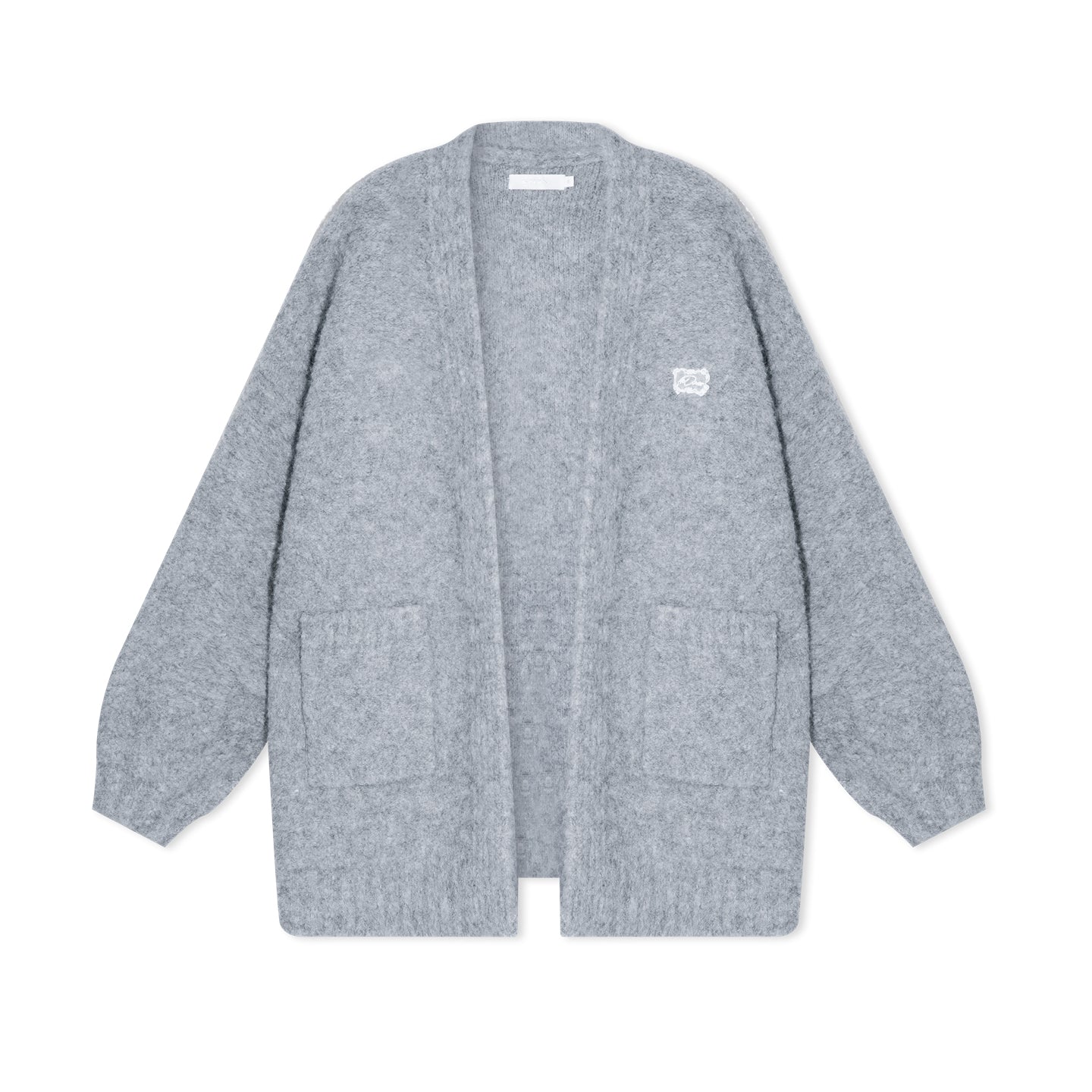 16DEWS 16D25412 Fluffy fur long sleeved V-neck knitted cardigan