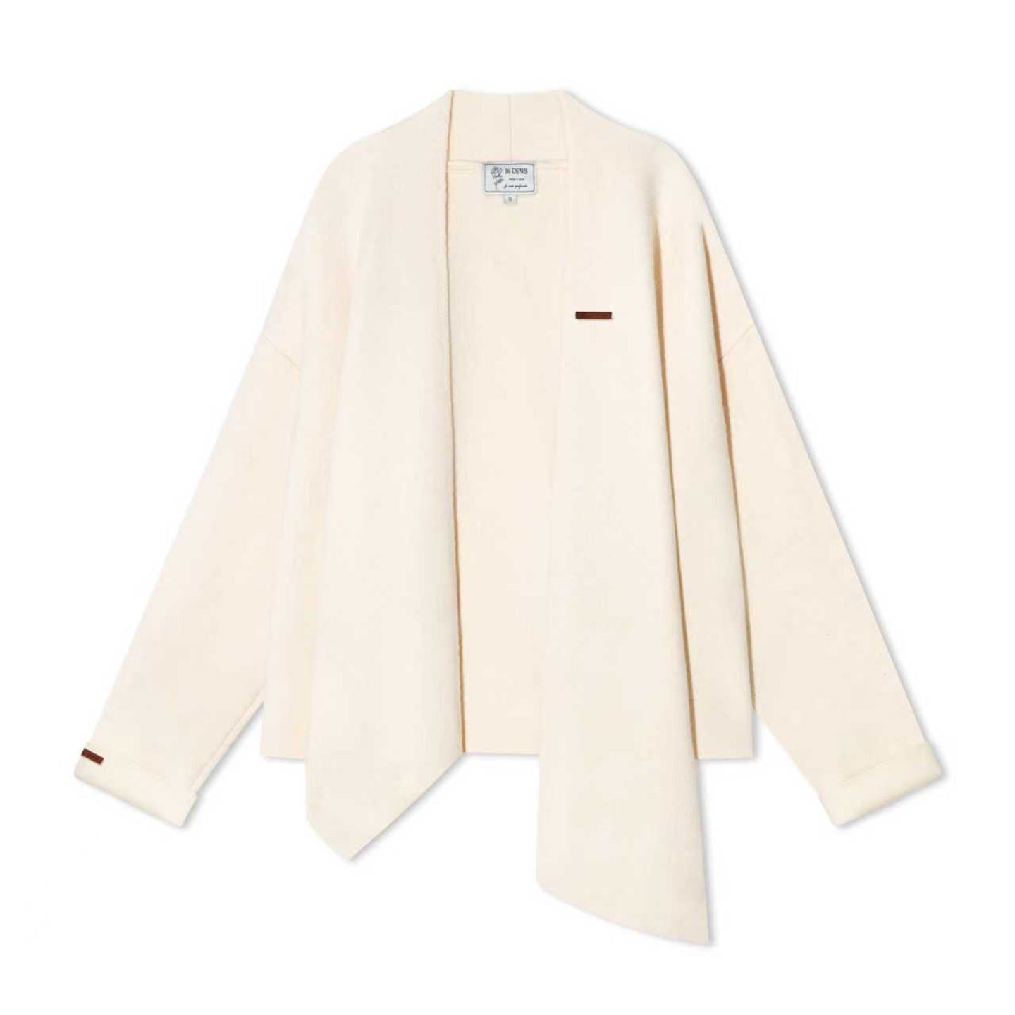 16DEWS 16D25411 Irregular hem lapel woolen cloak coat