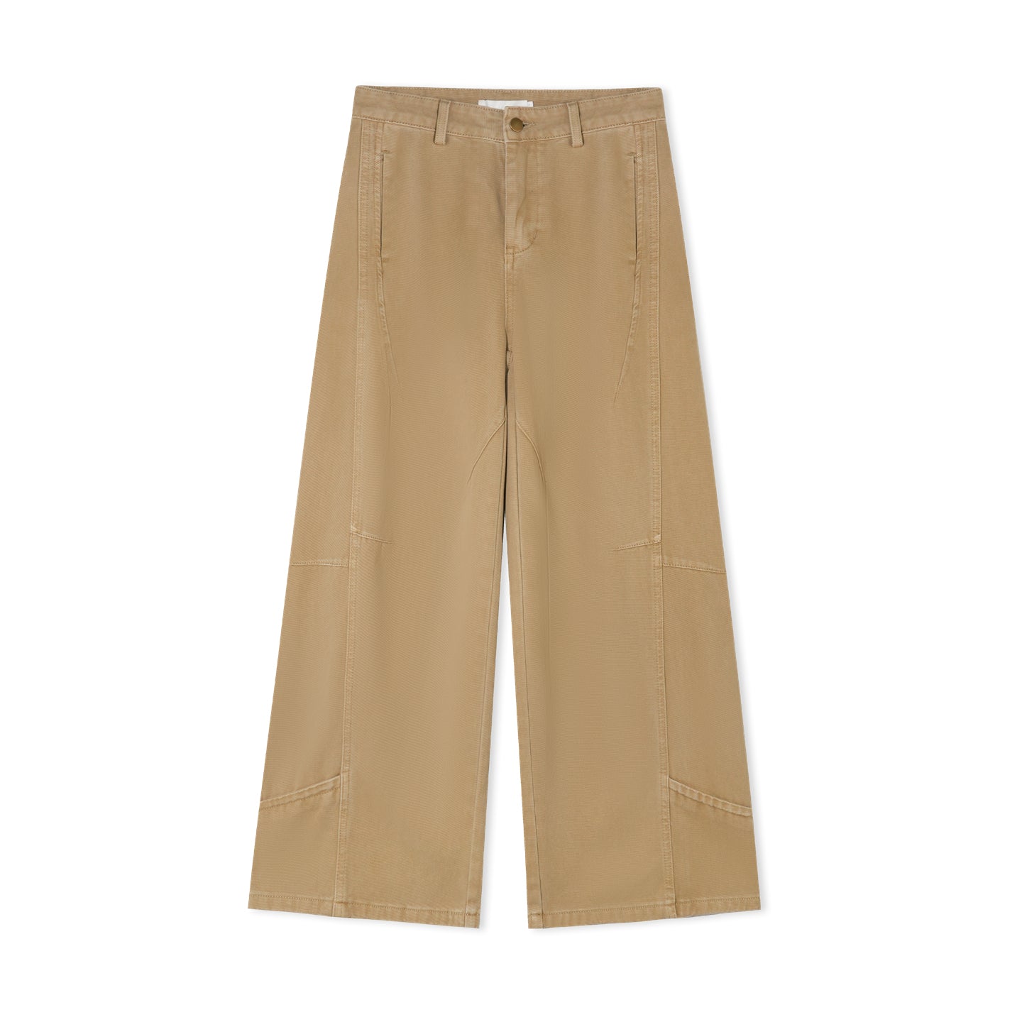 16DEWS 16D25404 Splicing design khaki wide leg jeans