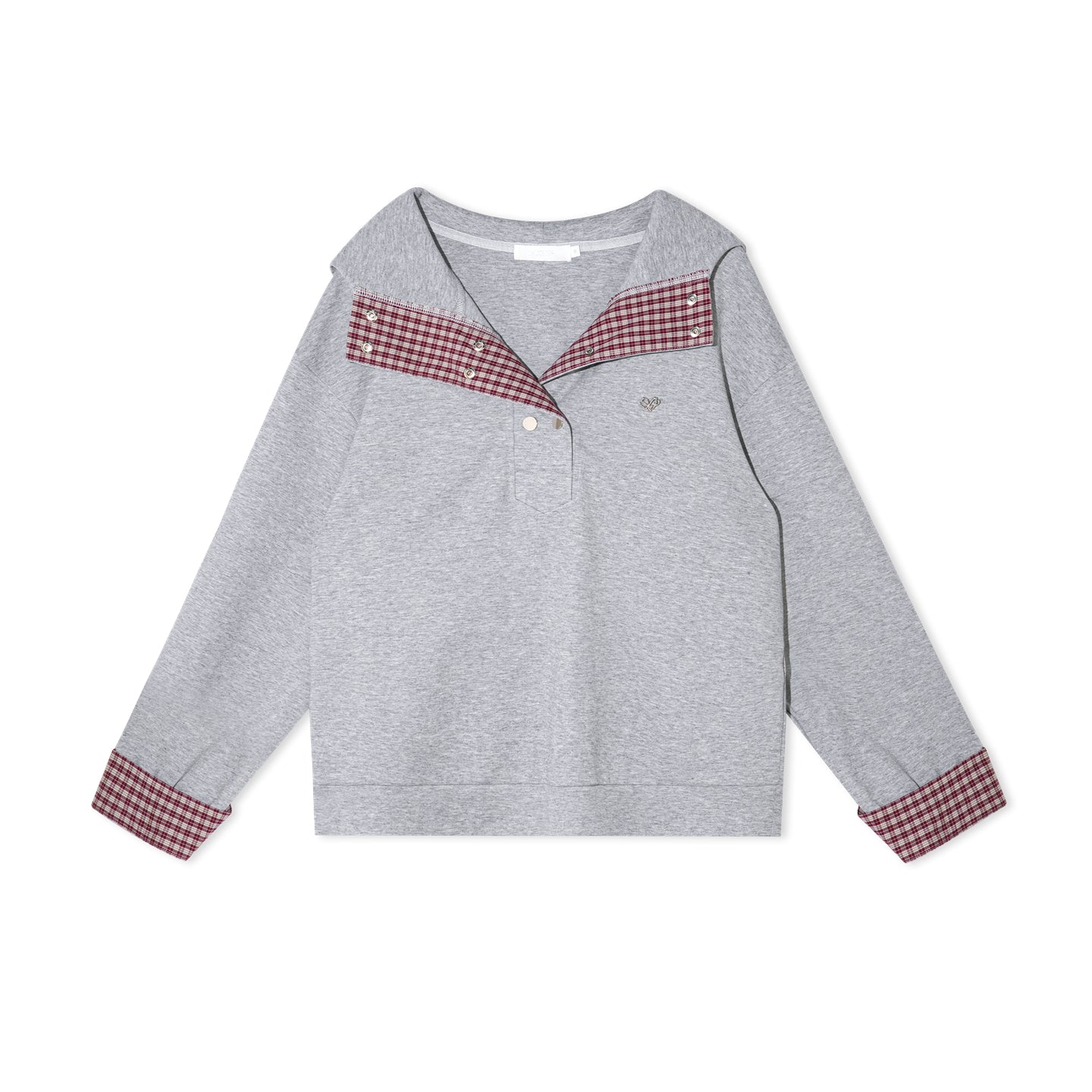 16DEWS 16D25397&16D25398 Plaid patchwork hooded sweatshirt + pants set