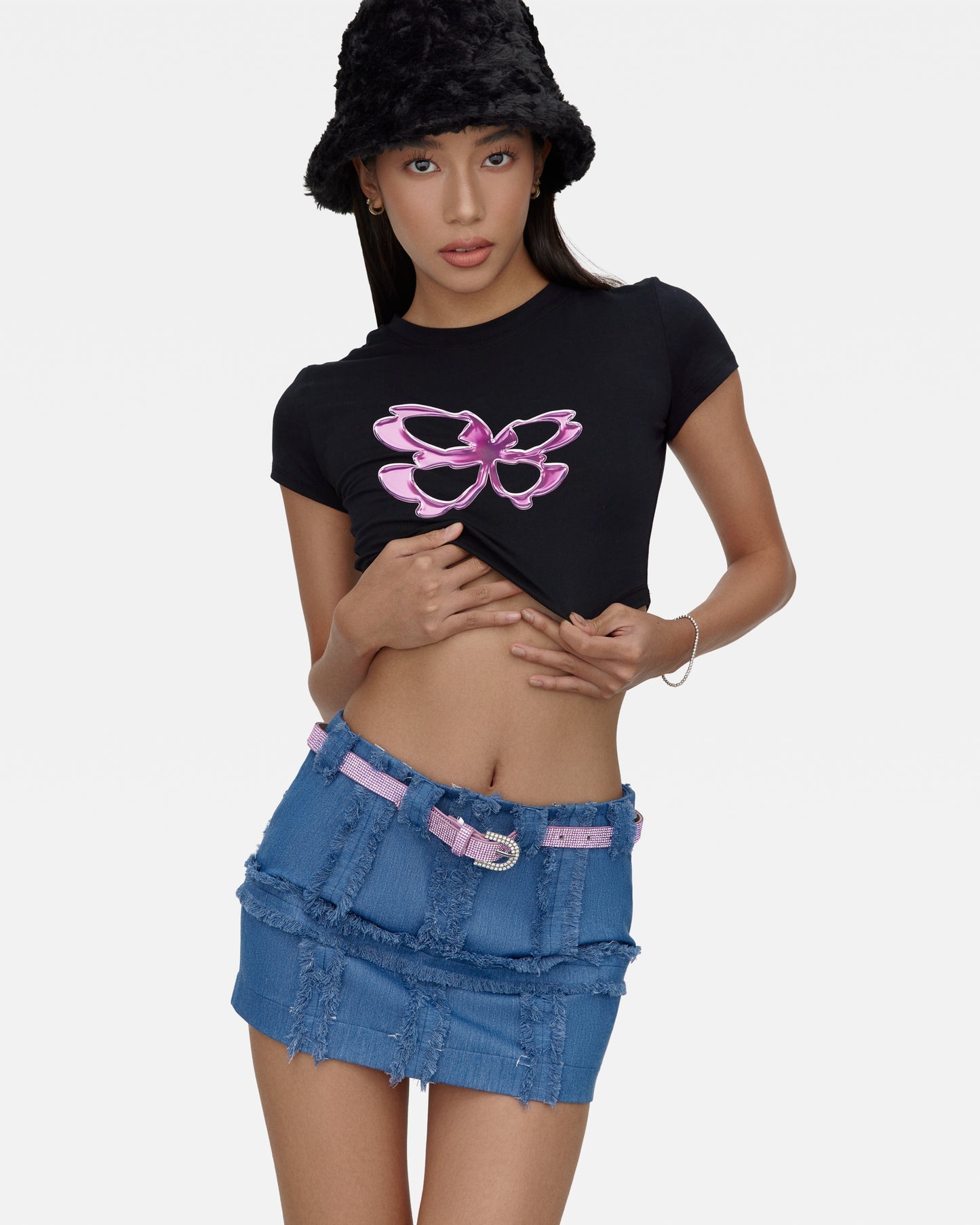 Bupbes DISTRESSED DENIM SKIRT