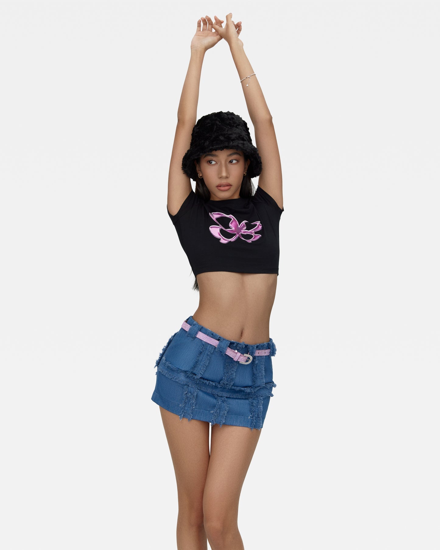 Bupbes DISTRESSED DENIM SKIRT