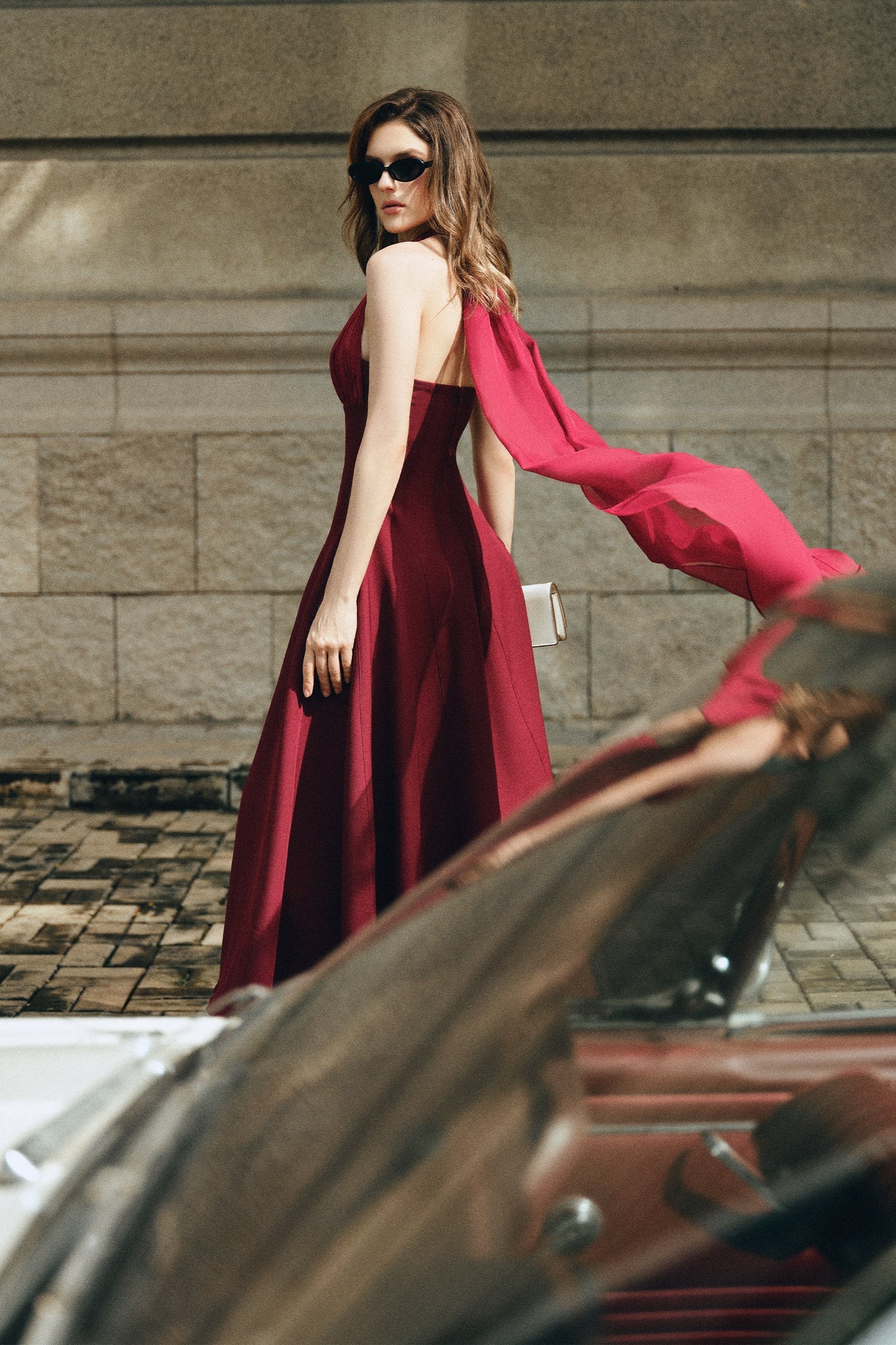 CICI ZYRA Midi Dress with Chiffon Cape