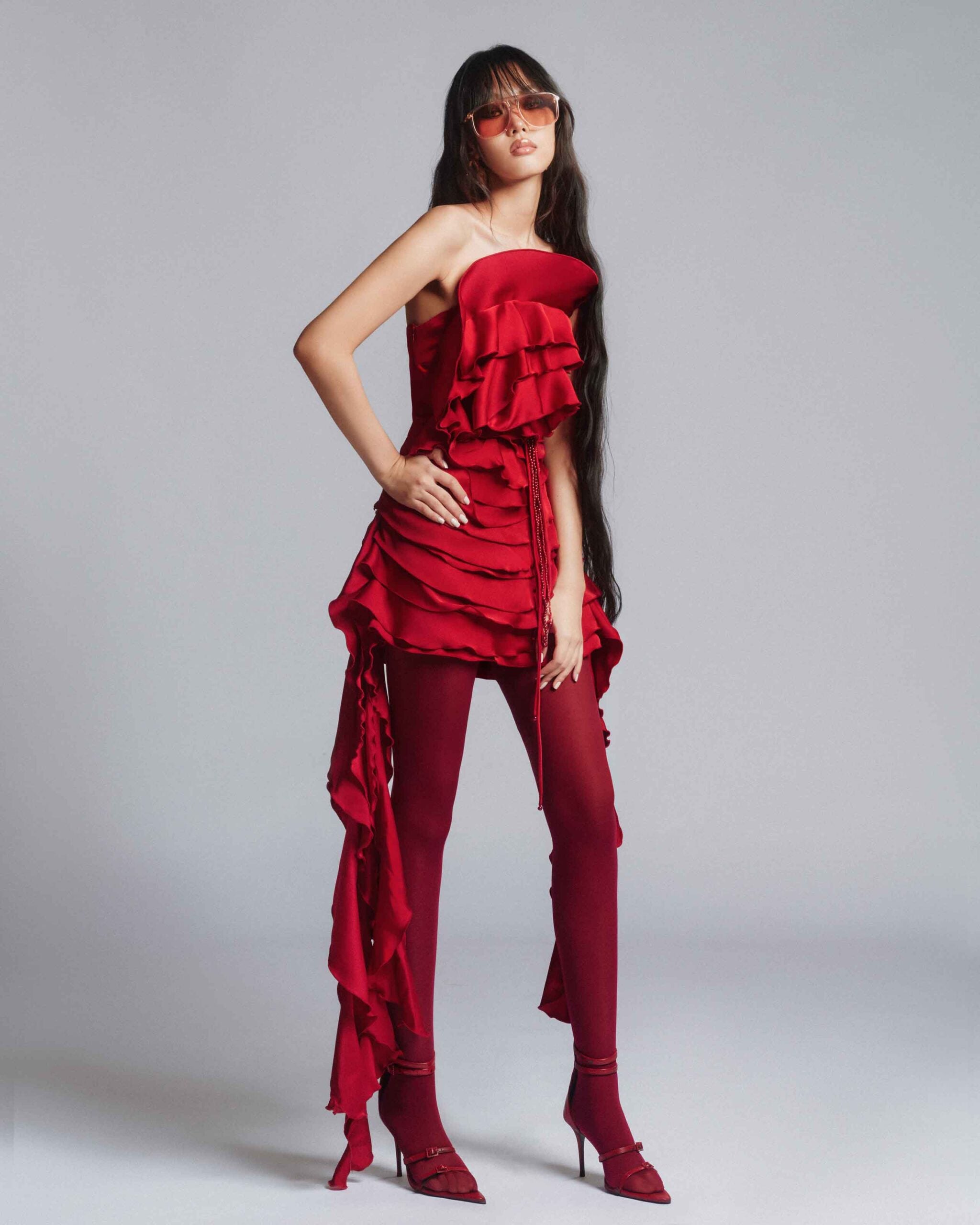 MUST HAVE Floral ruffle mini with pearl detailing