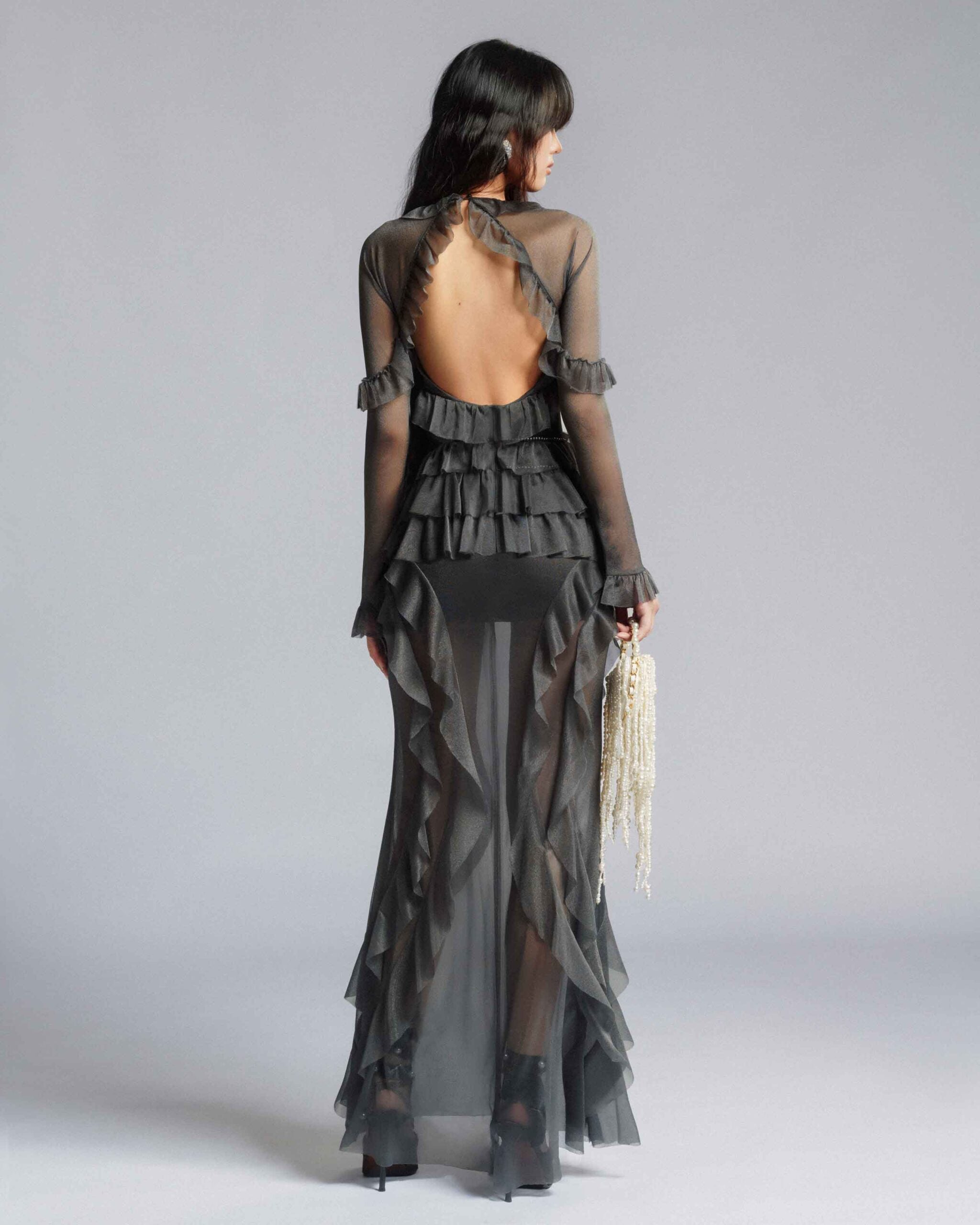 MUST HAVE Layered maxi dress with pearl trims