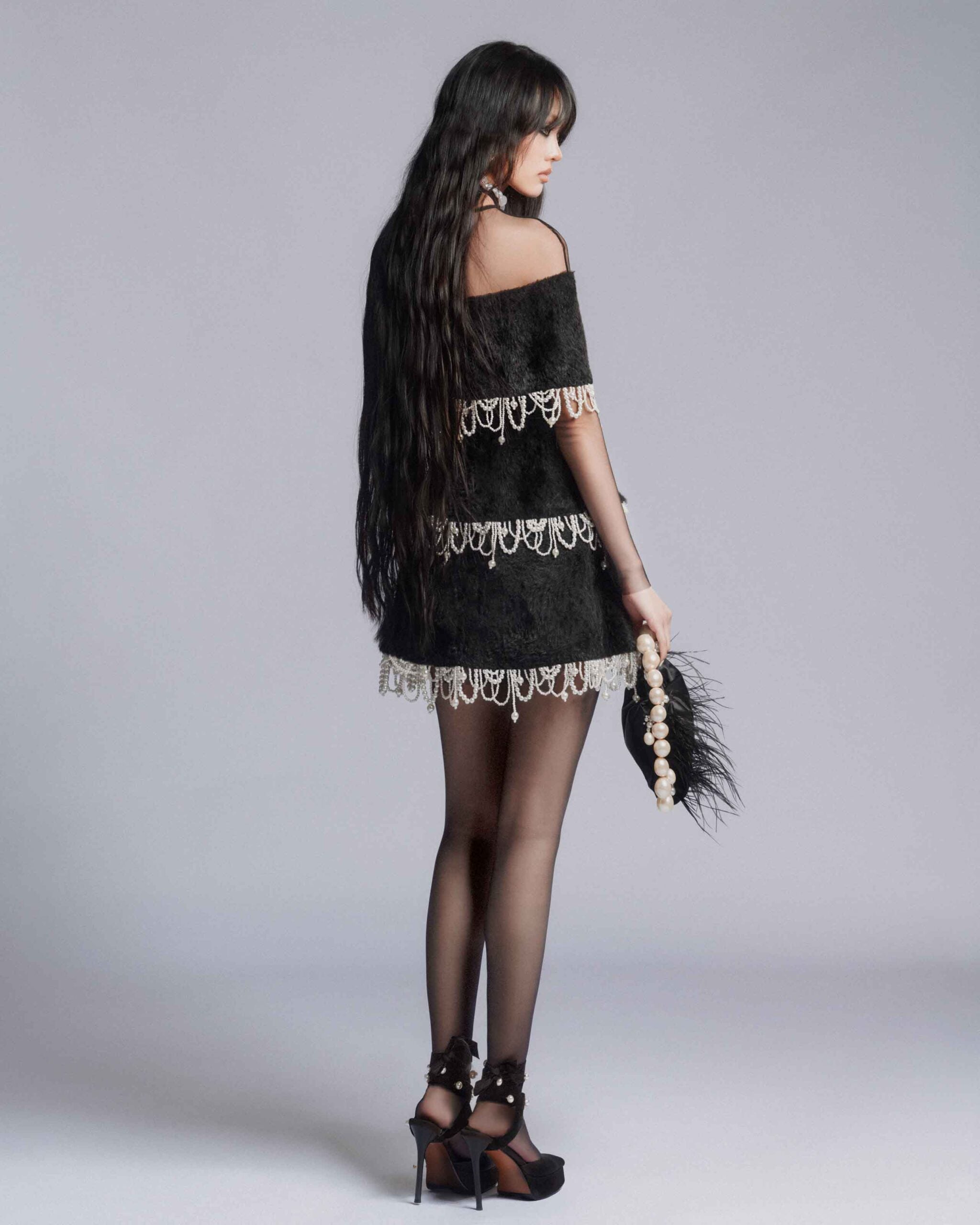 MUST HAVE Pearl fringe tiered mini dress