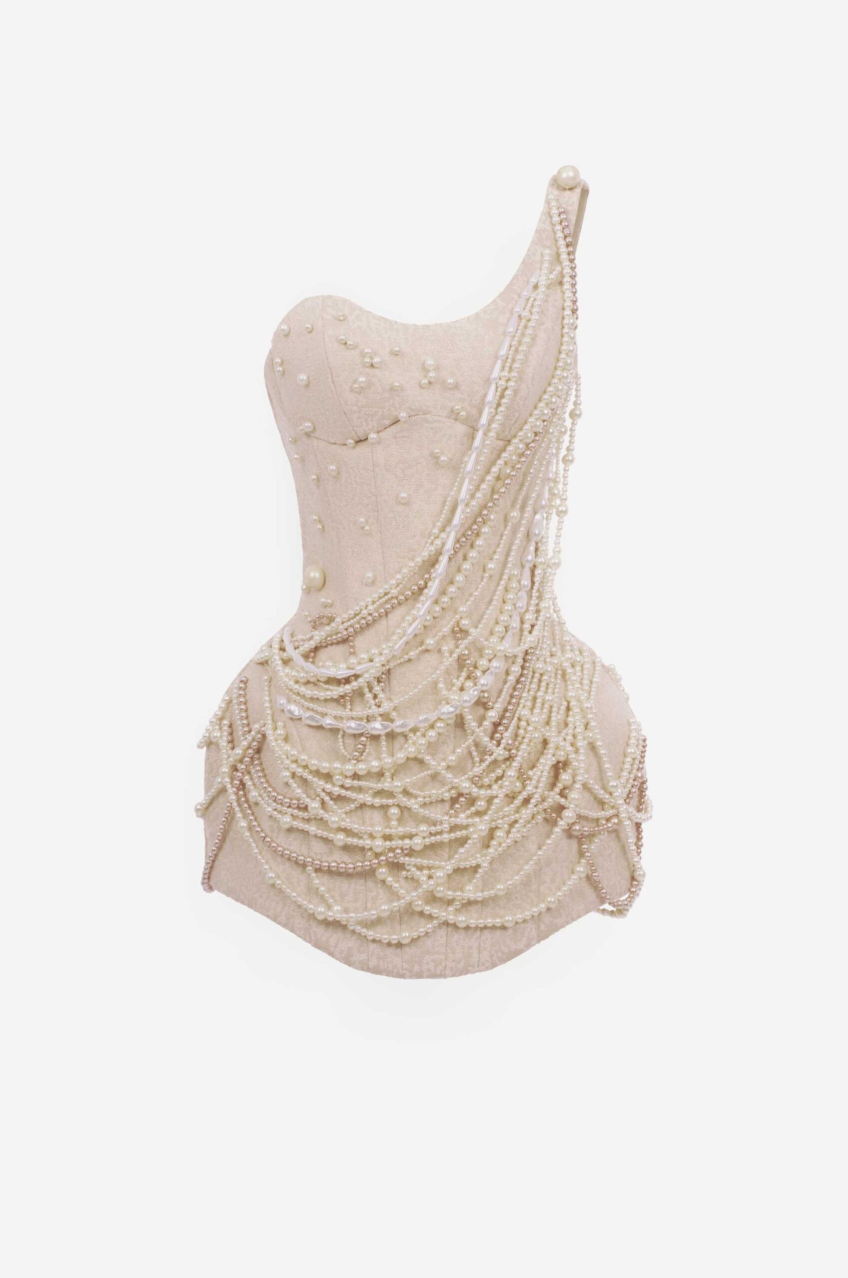 MUST HAVE One-shoulder mini dress with pearl detailing
