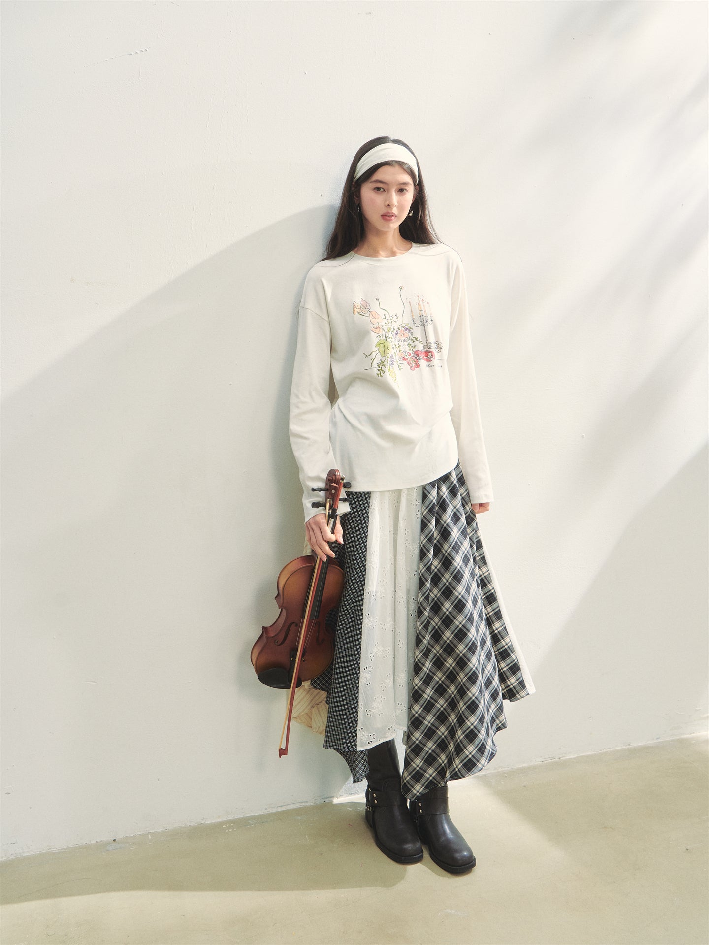 AsGony ASG25302 Flower printed top (2color)