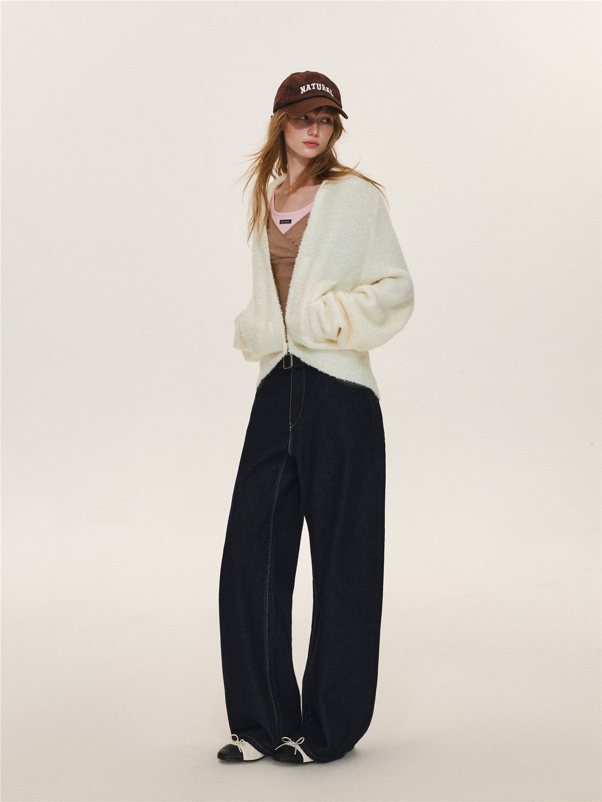 Asgony ASG26629 Two-Tone Contrast Stitching Jeans