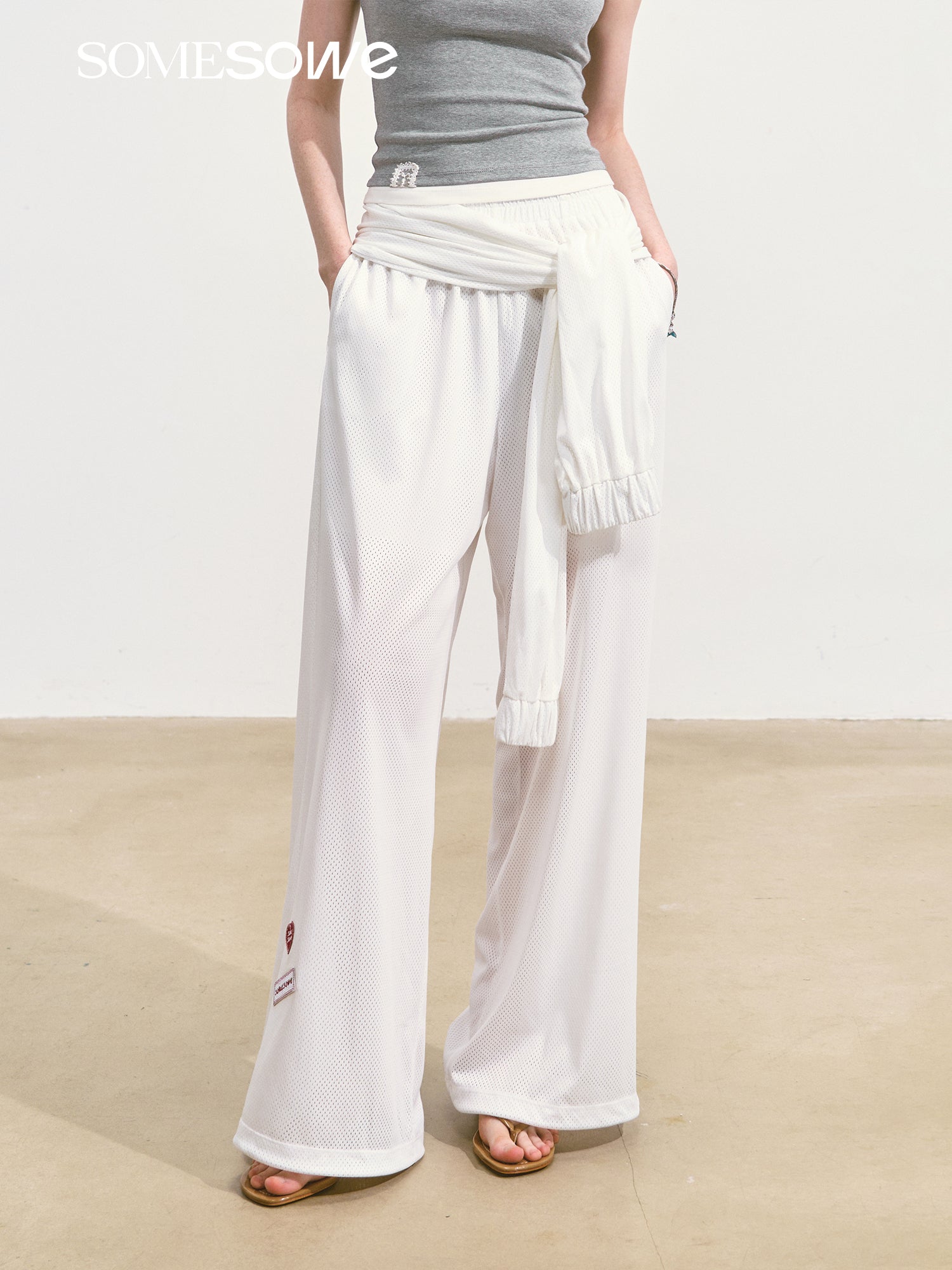 SOMESOWE S2508096 Vacation style lace up pants (2color)