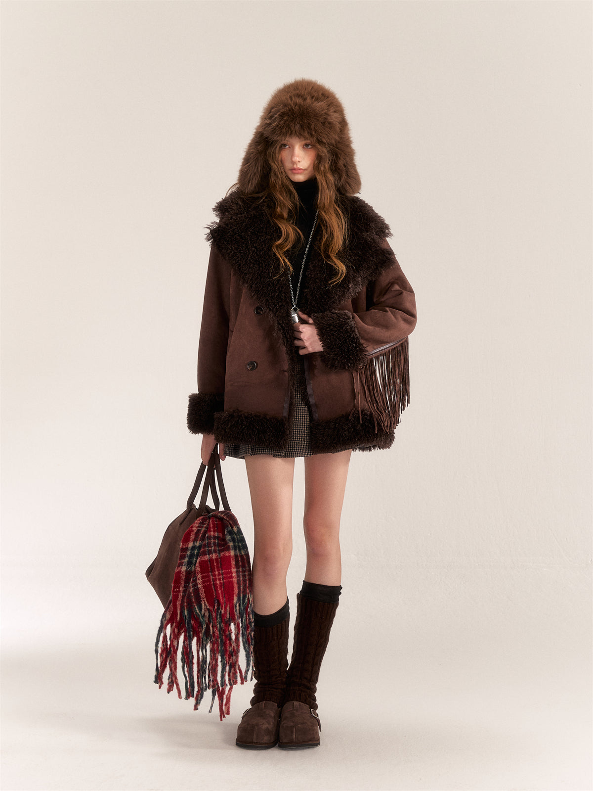 AsGony ASG24530 Suede & Fur Coat(2color)