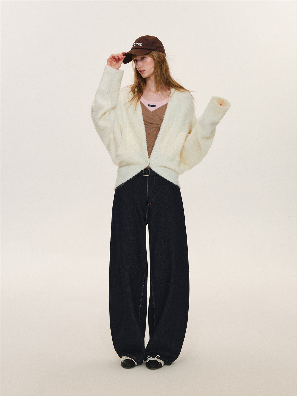 Asgony ASG26568 Soft Loop-Yarn Batwing Cardigan
