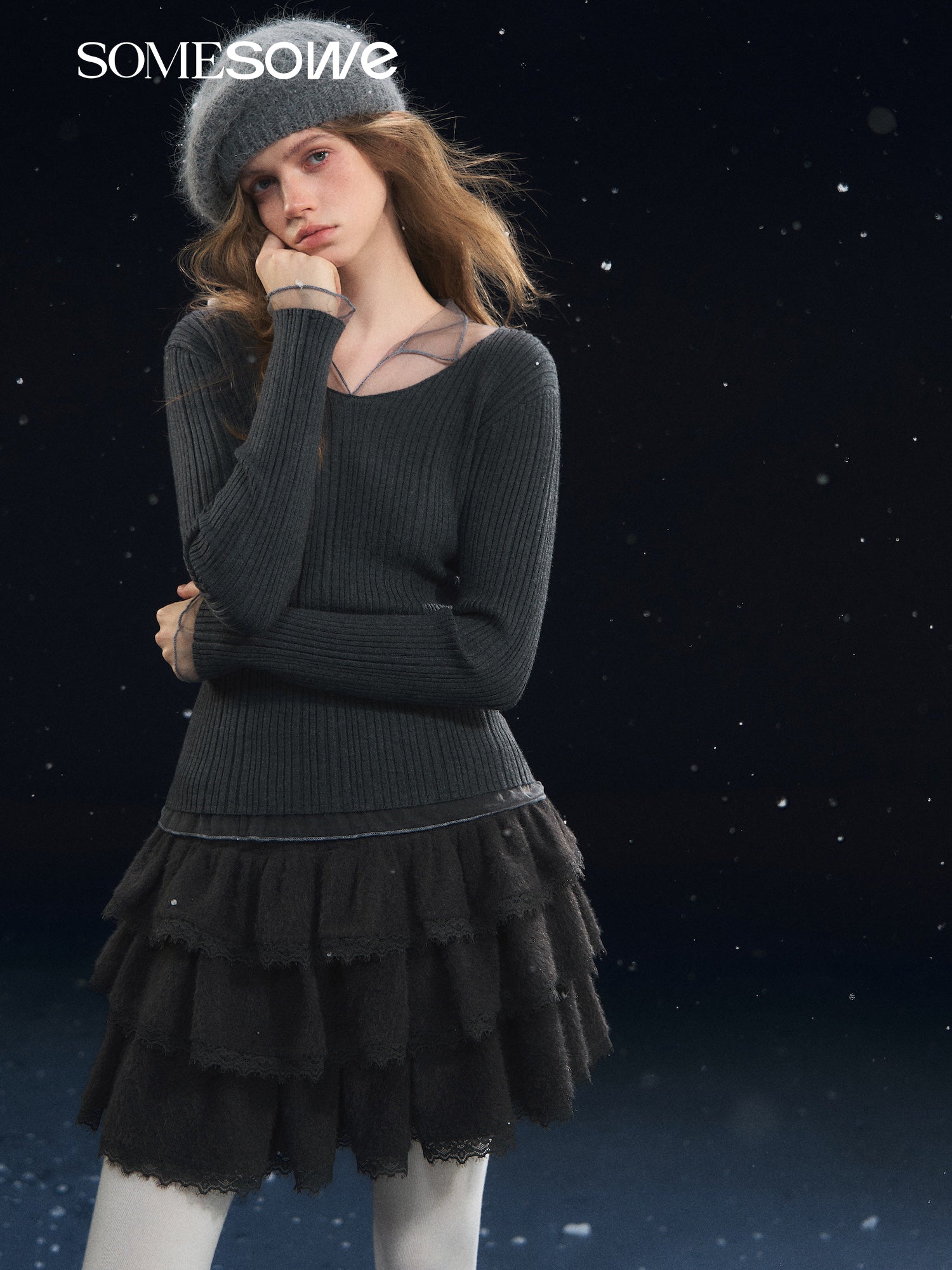 SOMESOWE S2508307 Lace patchwork fluffy cake skirt