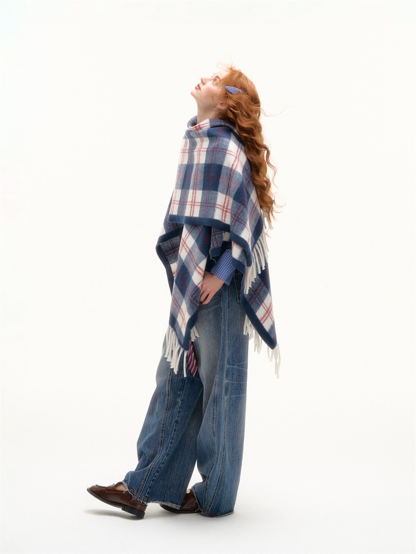 AsGony ASG24650 Checkered tassel casual shawl
