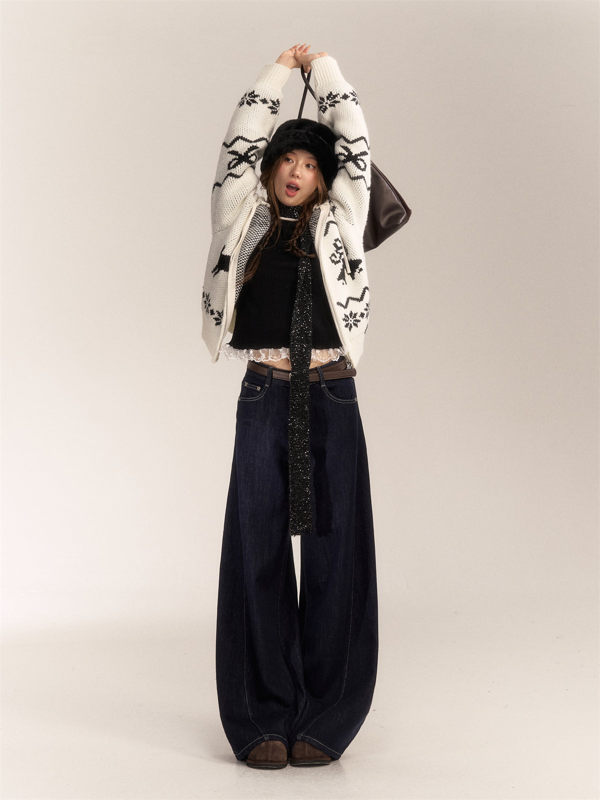 AsGony ASG24619 High-waisted wide-leg jeans