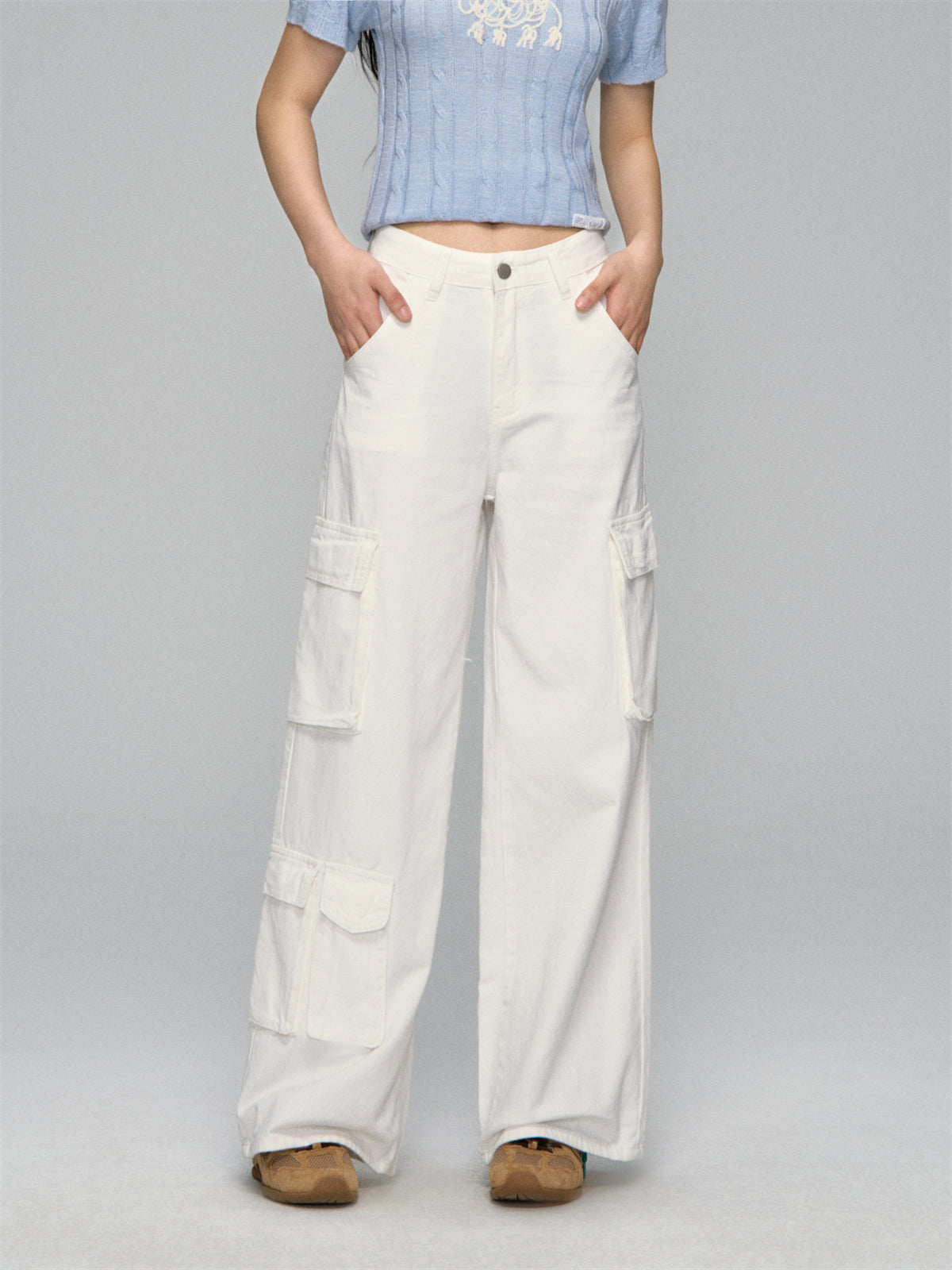 AsGony ASG25153 Wide leg workwear straight leg jeans (3color)