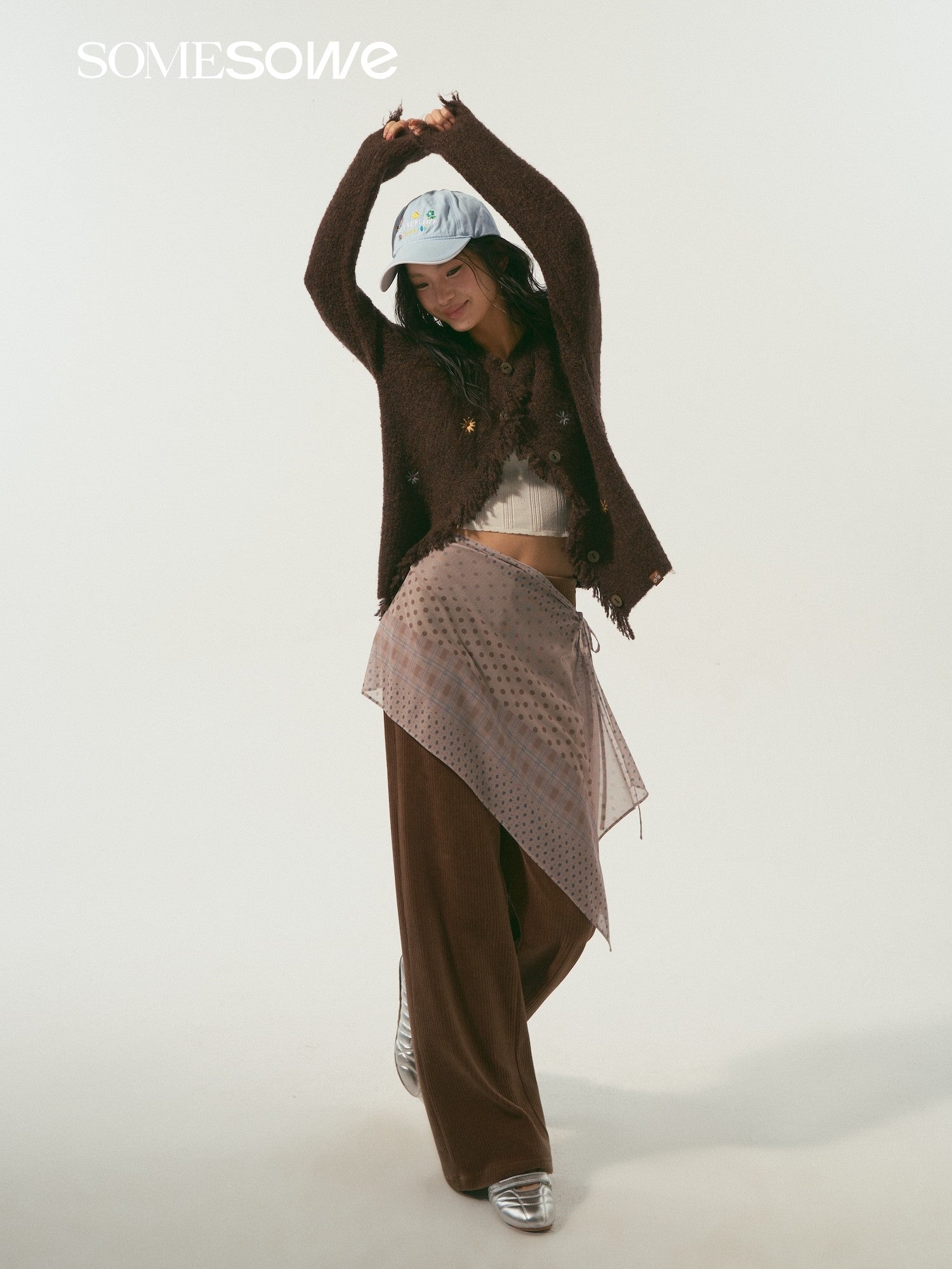 SOMESOWE S2609007&S2609014 Elastic corduroy straight-fit casual pants + skirt panel
